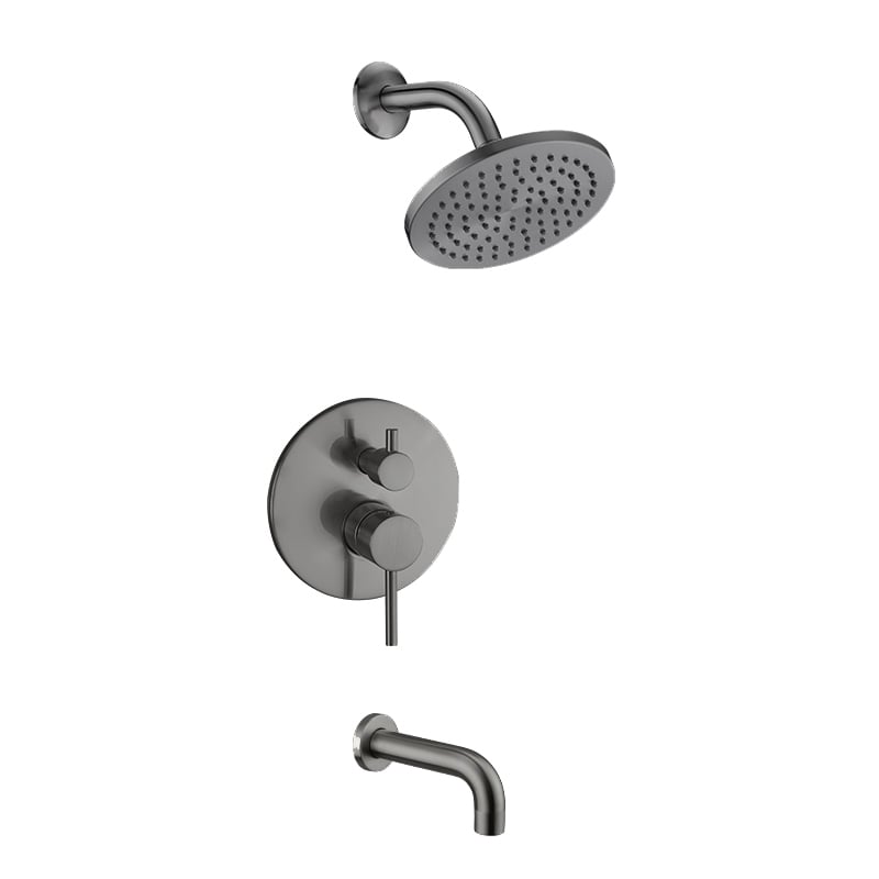 Pressure Balanced Shower Diverter Mixer Valve with Rain Shower set and Tub Spout– Trim and Rough-in included