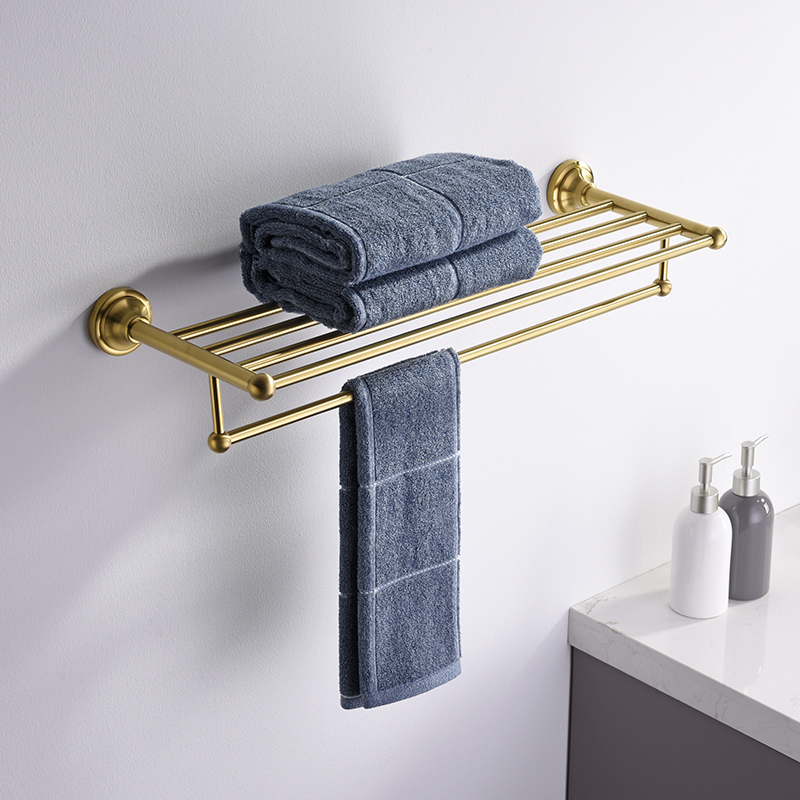 Double Towel Bar, Wall Mounted 2 Tier Bathroom Shelf 9519 T02078