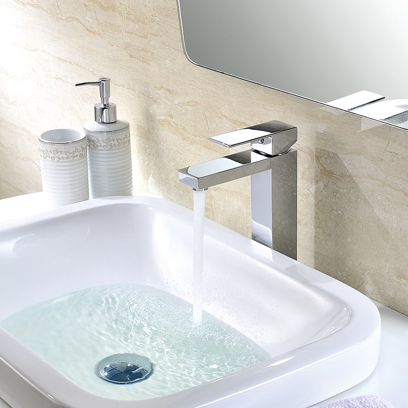 CAE Single Hole Lavatory Faucet - Brass Chrome for Modern Vessel Sinks 75 1329