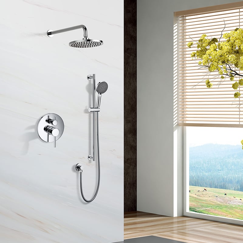 Bath/shower Shower Mixer Slide Bar Shower Faucets Sets Complete Included Valve and Trim Kit for Bathroom
