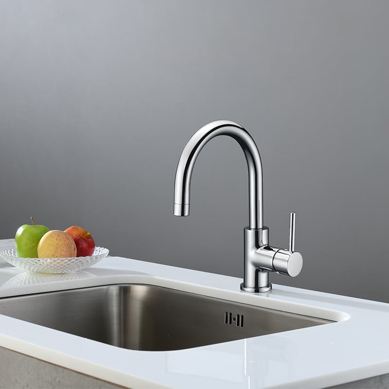 Small Kitchen Faucet, Swan neck bar faucet, 360° Rotatable Kitchen Tap