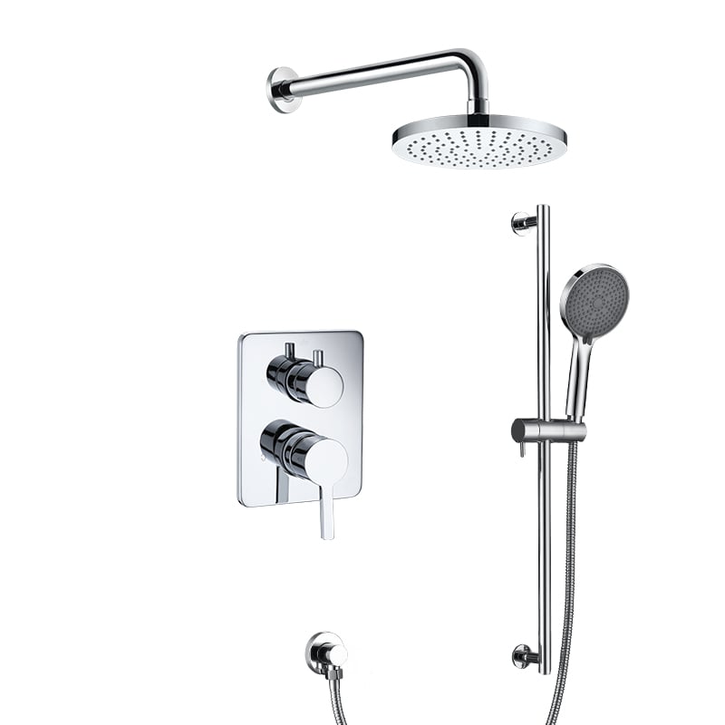 Rain Shower System Set Pressure Balanced Shower Valve and Square Trim Kit Complete Shower System Set 21P 2534 C201