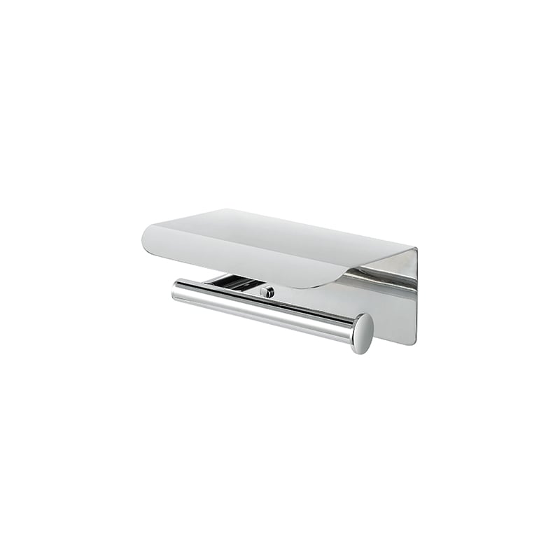 Bathroom Double Toilet Paper Holder with Shelf, Stainless Steel Roll Toilet Tissue Holder Dual Wall Mounted for Mobile Phone Storage 9510 T05037
