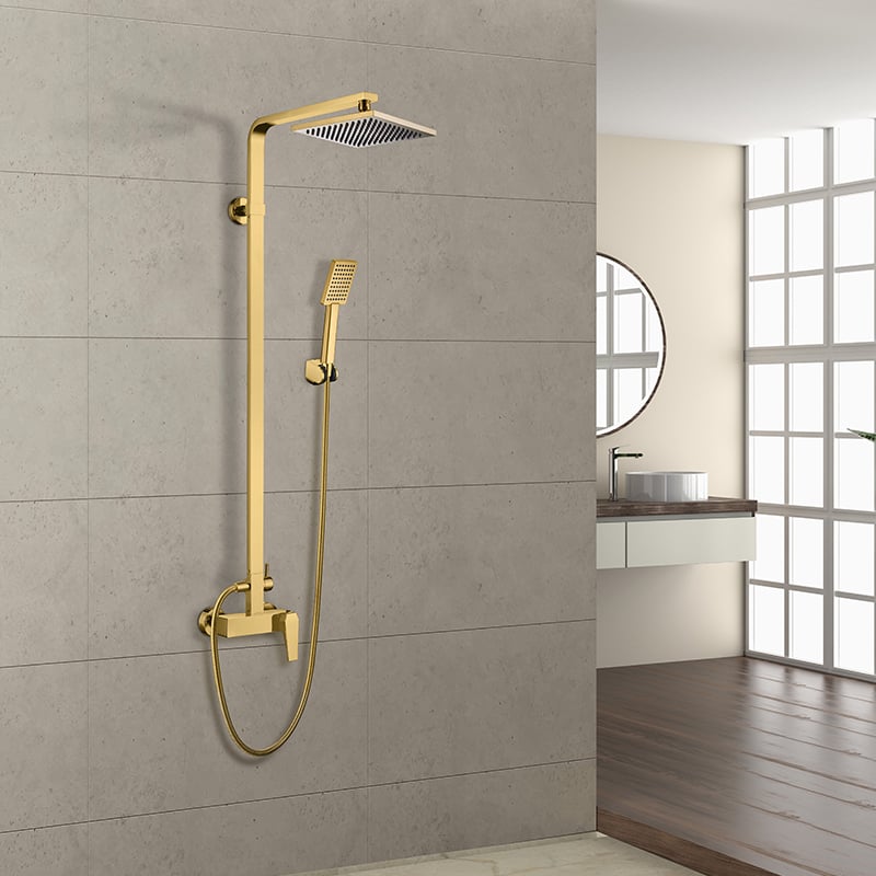 Andria Series Gold Color Shower Mixer with 8 inch Shower Head  Water-Saving Shower Mixer - CAE Sanitary Fittings Eco-Friendly Bathroom Fixture