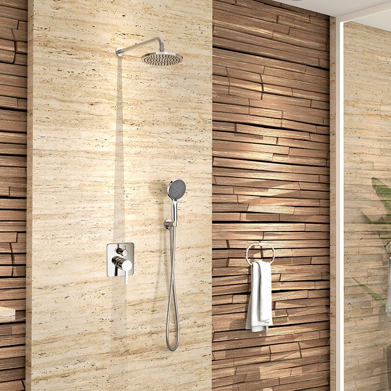 Bath/Shower Mixer Pressure Balance Valve with Wall Mount Rain Shower Set and 3 jet Handheld completed shower system