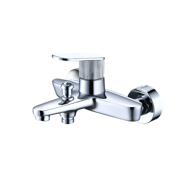 Bathroom Exposed Shower Tub Faucet Wall-Mounted Shower Mixer Taps with Knurling Handle