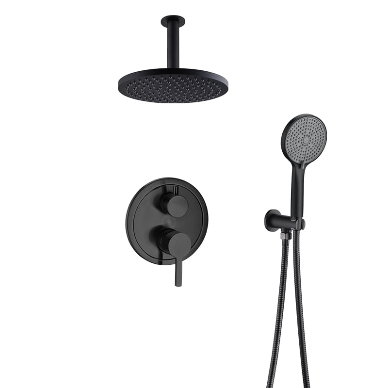 Shower Mixer, Bathroom Fitting, Shower Combo Matte Black Ceiling Shower head with 3-jet handheld - Rough in valve included 21P 2564 E201