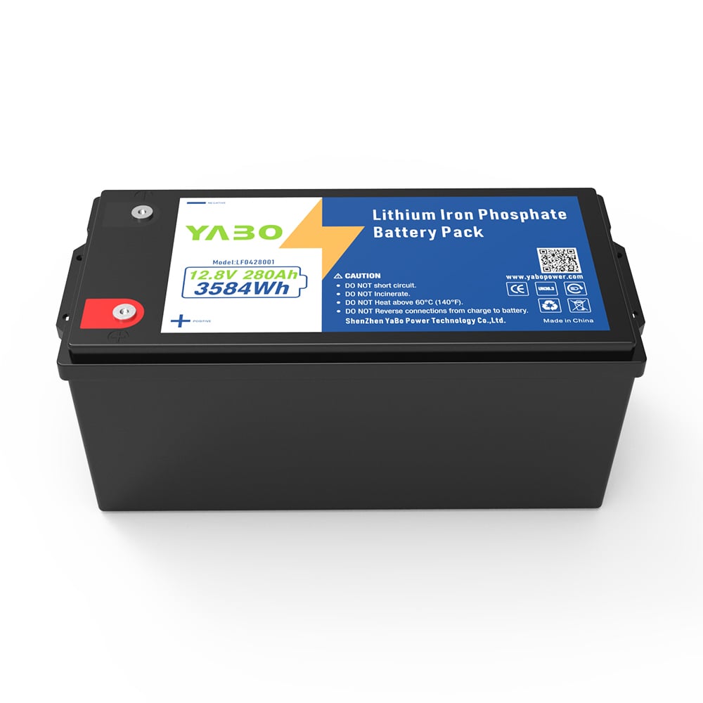 YABO Long Cycle 12V 280Ah LiFePO4 Battery Pack Lithium Iron Phosphate Deep Cycle Battery for Electric Vehicle, Golf Cart, and Solar Power