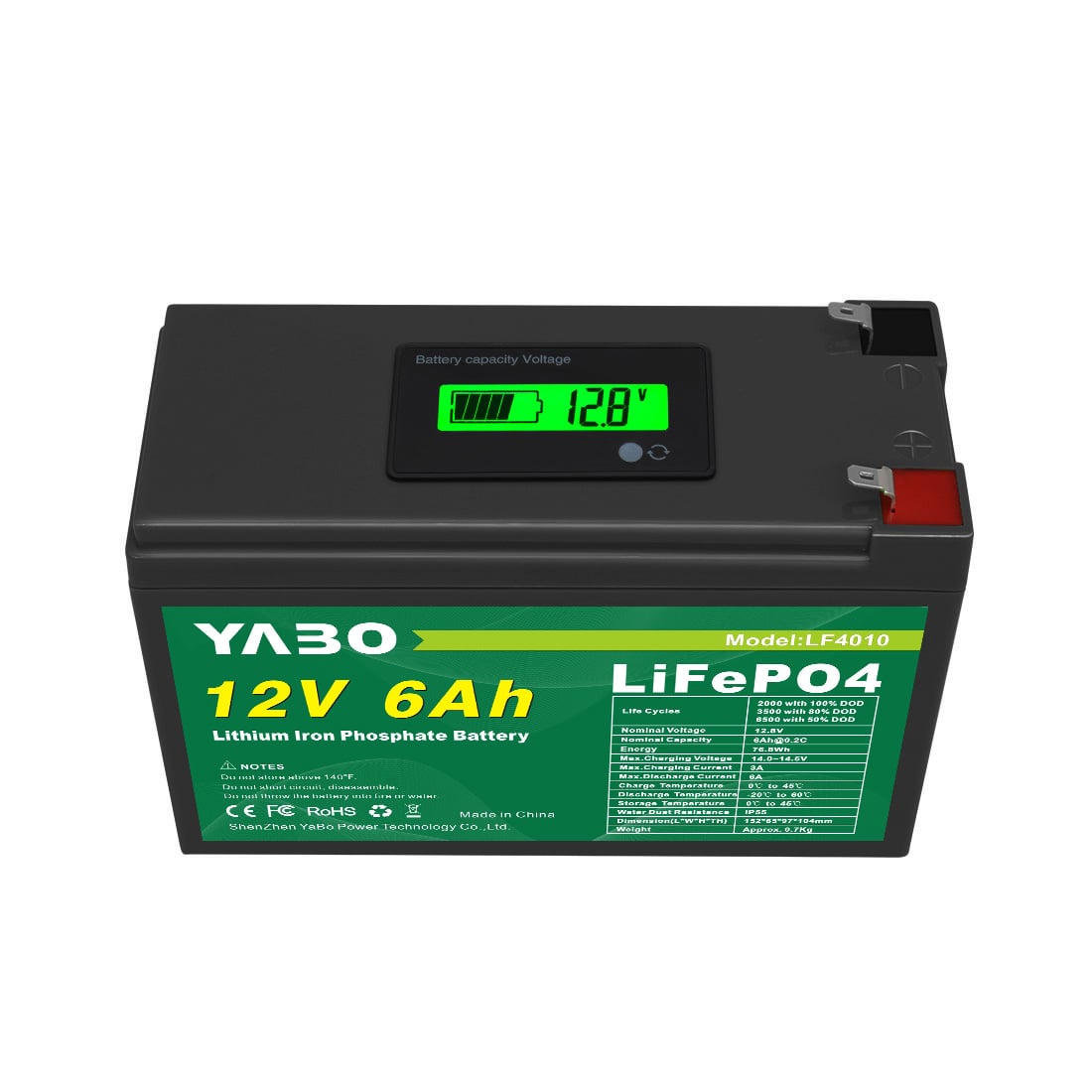 YABO 12V 6Ah 12Ah LiFePO4 Battery Pack