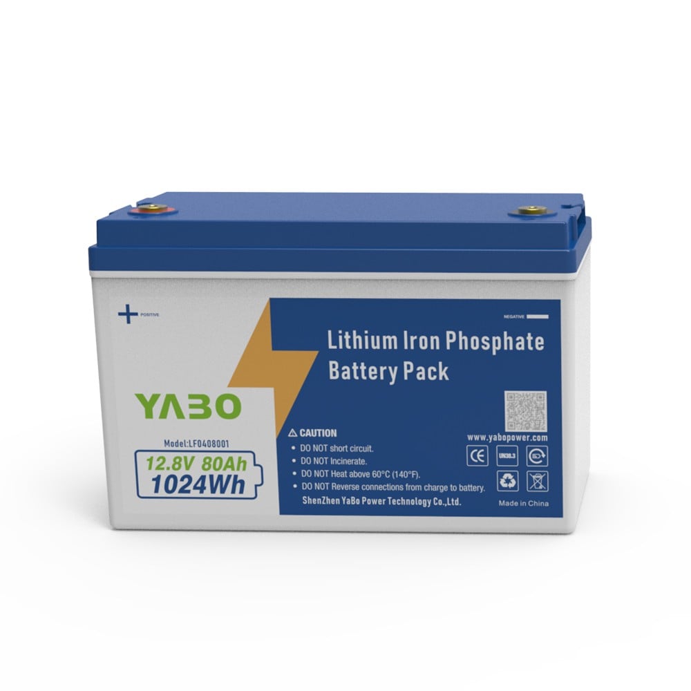 YABO Factory Price Grade A 12V 80Ah Lithium Iron Phosphate Battery Deep Cycles 12V Lithium Battery Pack for Golf Garts