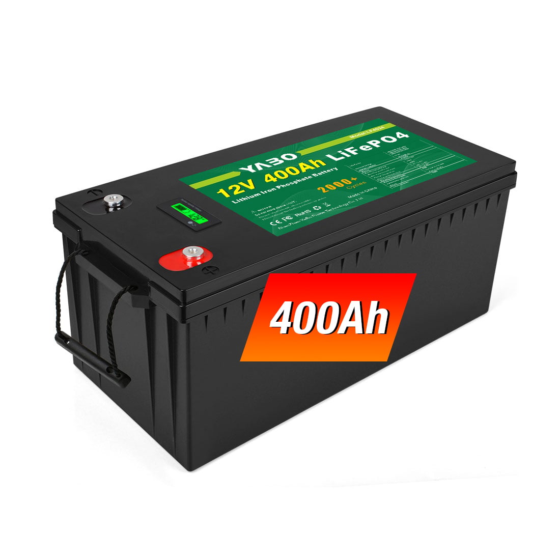 YABO LF4024 12V 400Ah 5120Wh Højkapacitets LiFePO4 Batteri Lithium Energilagring til Solcelleanlæg, Off-Grid, campingvogn, Marine