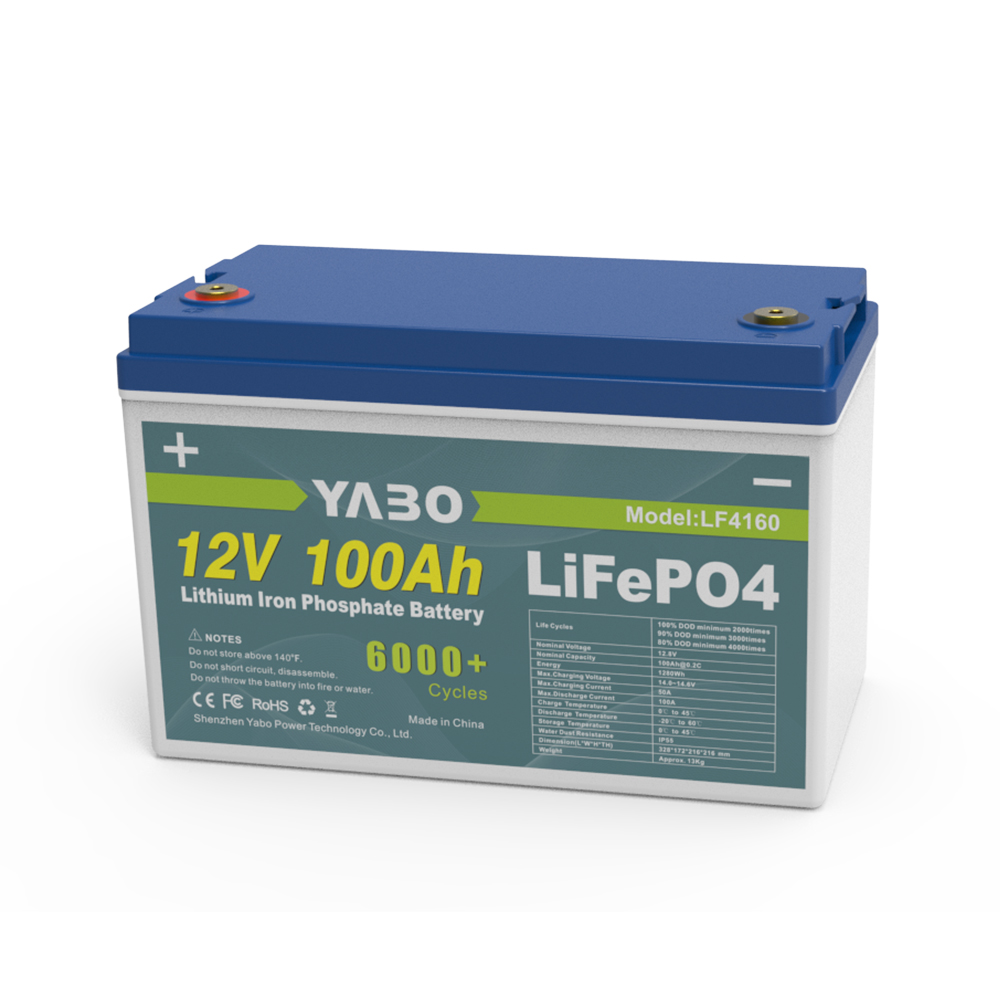 Горячая распродажа YABO LF4160 12 В 100 А·ч литиевый LiFePO4 аккумулятор, перезаряжаемый блок для хранения энергии, аккумулятор для электроинструментов/гольфкаров/лодок
