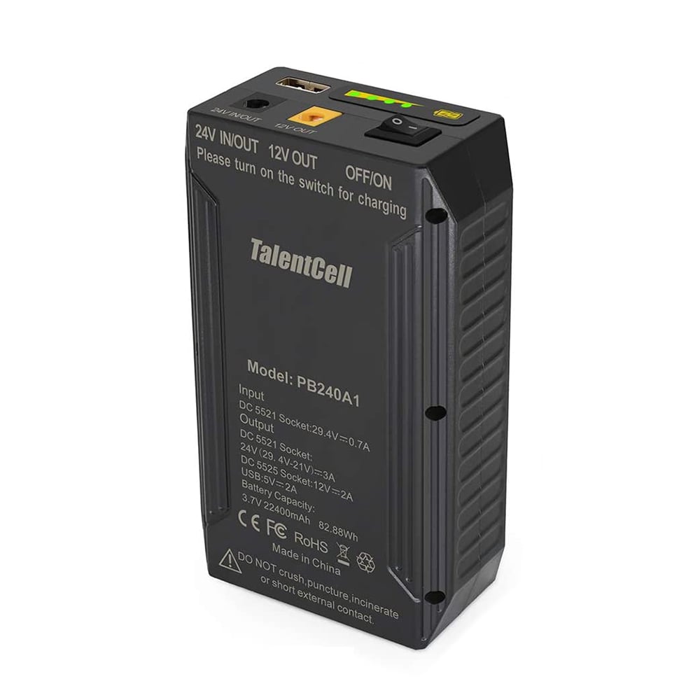 YABO PB240A1 Lithium ion Battery Pack 24V 3200mAh 82.88Wh Rechargeable Li-ion Batteries with DC 24V/12V and 5V Output
