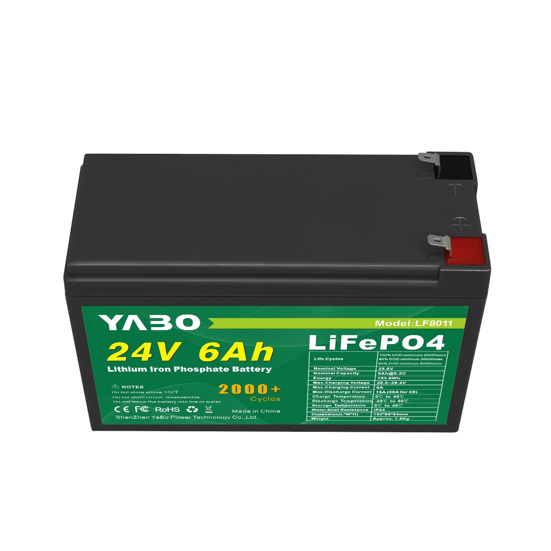 YABO LF8011 24V 6Ah 리튬 철 인산 배터리 제조 리튬 이온 배터리 - 장난감 자동차, 태양광 시스템, DIY 프로젝트용