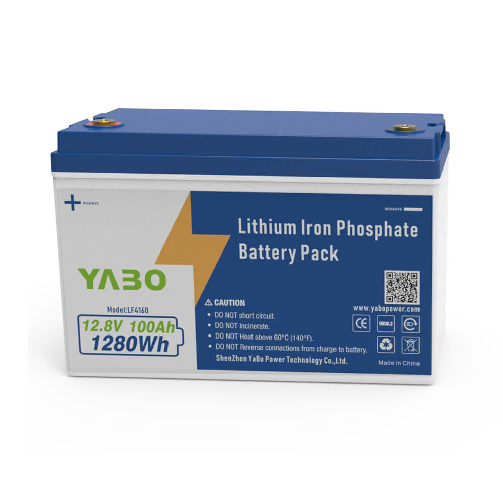YABO High-capacity 12V 100Ah LiFePO4 Battery Pack Backup Home Energy Storage Deep Cycles Lithium Iron Phasphate Batteries for RV, Boat, UPS 