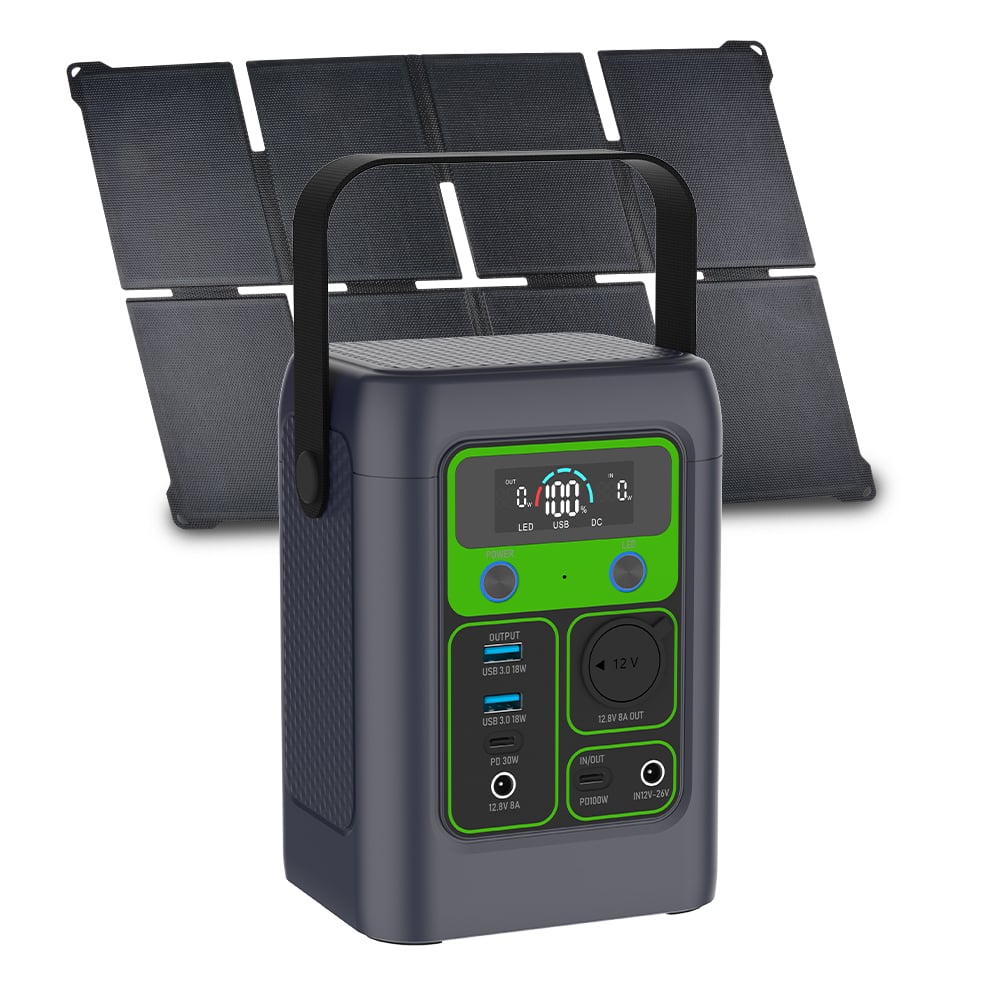 YABO US Warehouse Weather Resistant 200W Power Bank Station and 200W Solar Power Station 45W Solar Panel for Trip

