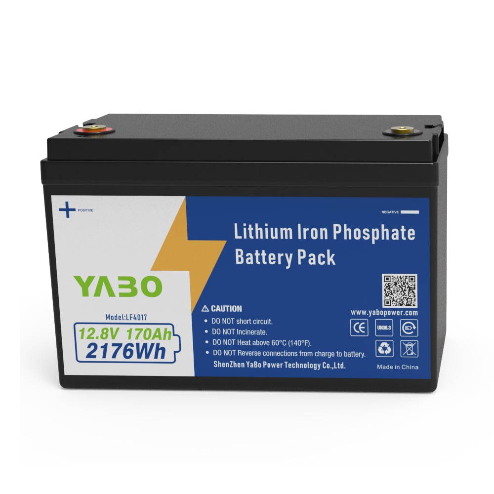 YABO Durable 12V 170Ah LiFePO4 Battery Pack Long Lifespan Lithium Iron Phosphate Battery for Off-Grid Solar Energy Storage System