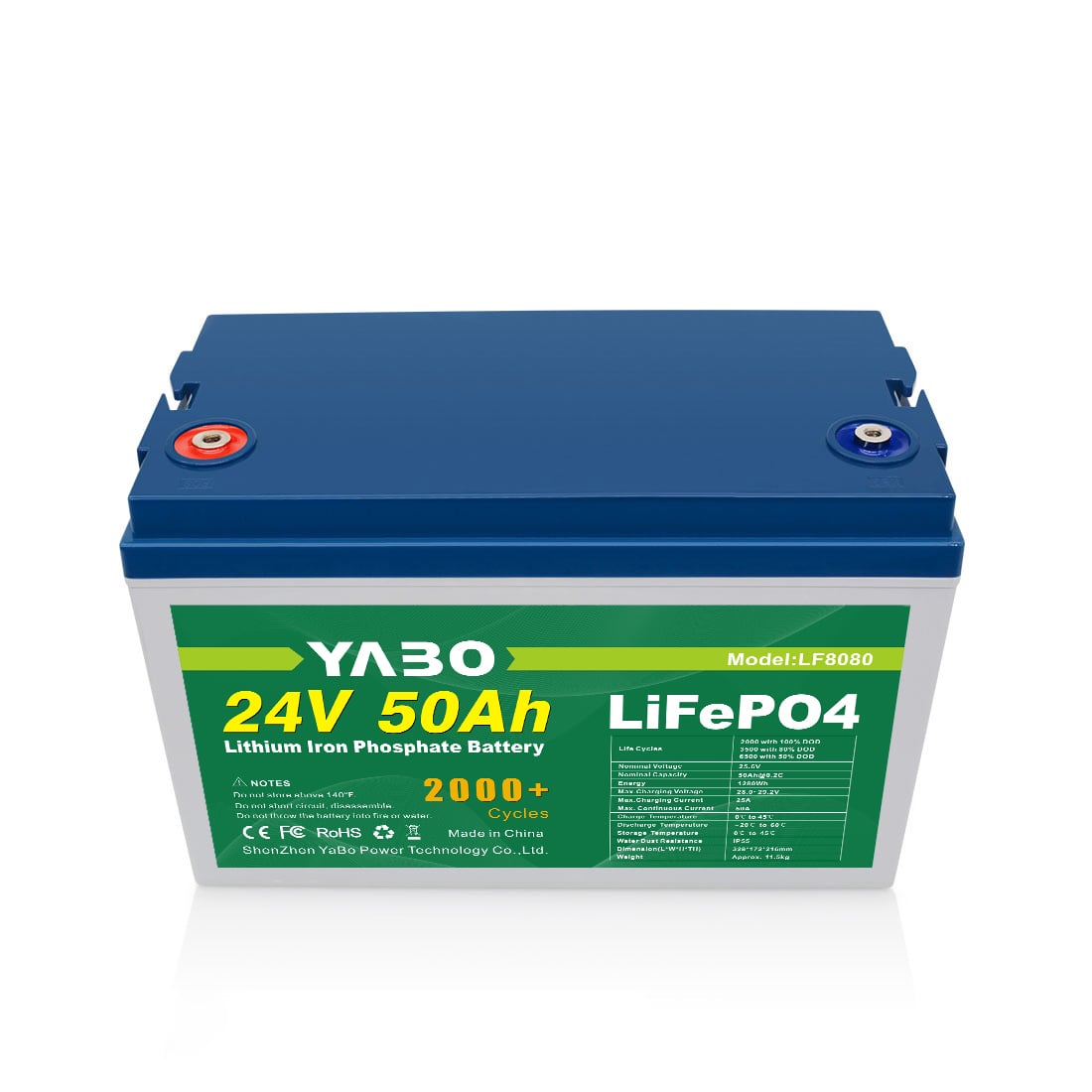 YABO LF8080 24V 50Ah Lithium Iron Phosphate Battery High Quality LFP Lithium Ion Battery For Home Energy Storage System
