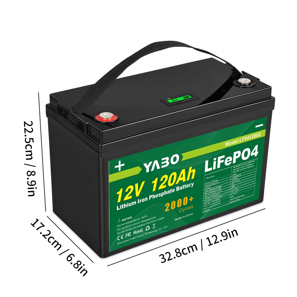 YABO LF0412002 12V 120Ah Lithium Iron Phosphate Battery Rechargeable Golf Cart Lithium LiFePO4 Battery Pack