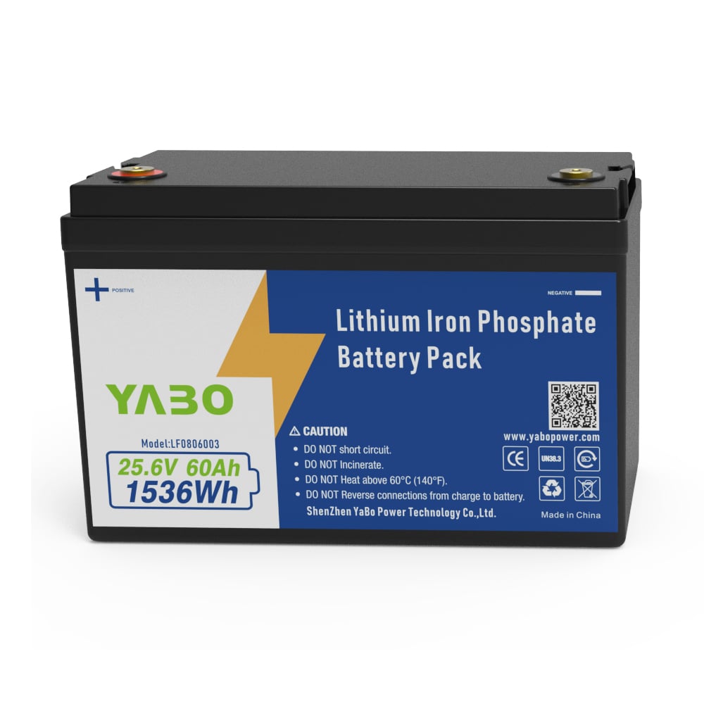 Аккумулятор YABO Efficient 24 В 60 А·ч LiFePO4, перезаряжаемый литий-железо-фосфатный аккумулятор для морских судов, скутеров и солнечных батарей