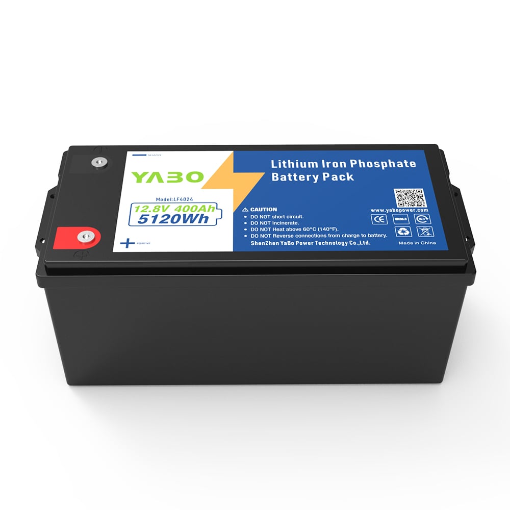 Pakkett ta' Batterija YABO ta' Qawwa Għolja 12V 400Ah LiFePO4 Batterija tal-Fosfat tal-Litju-Ħadid b'Kapaċità Kbira għal Sistemi ta' Ħażna tal-Enerġija Solari