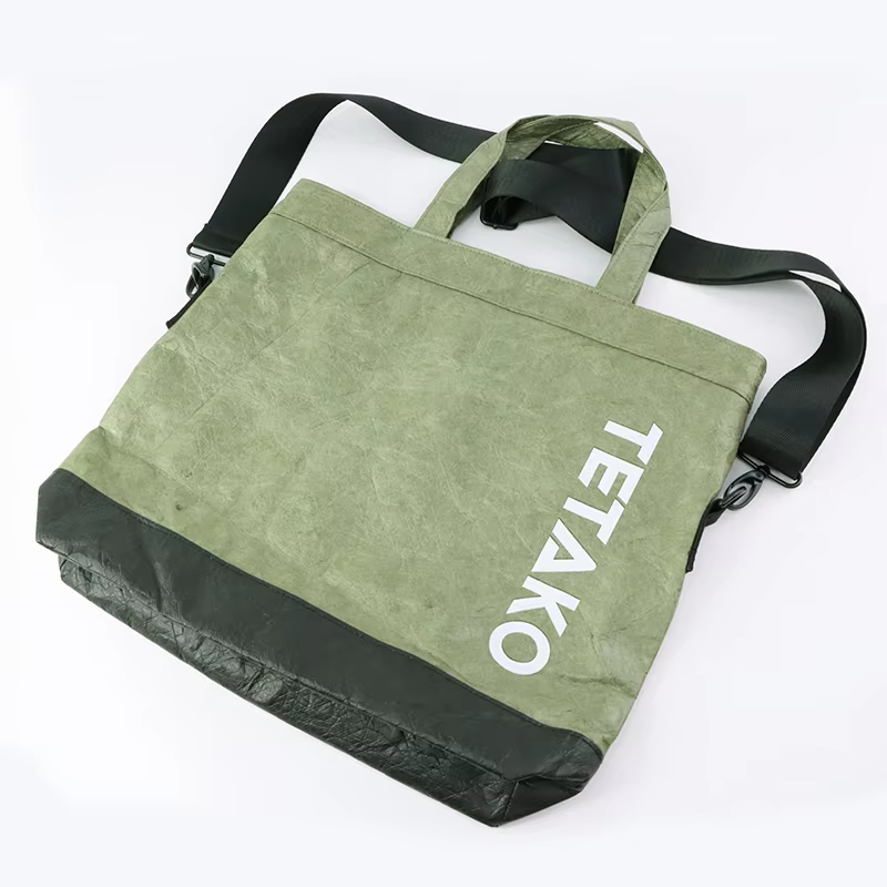 Women Large Custom Logo  Eco-Friendly Tyvek Crossbody Tote Bag Shopping Handbag with Shoulder Strap