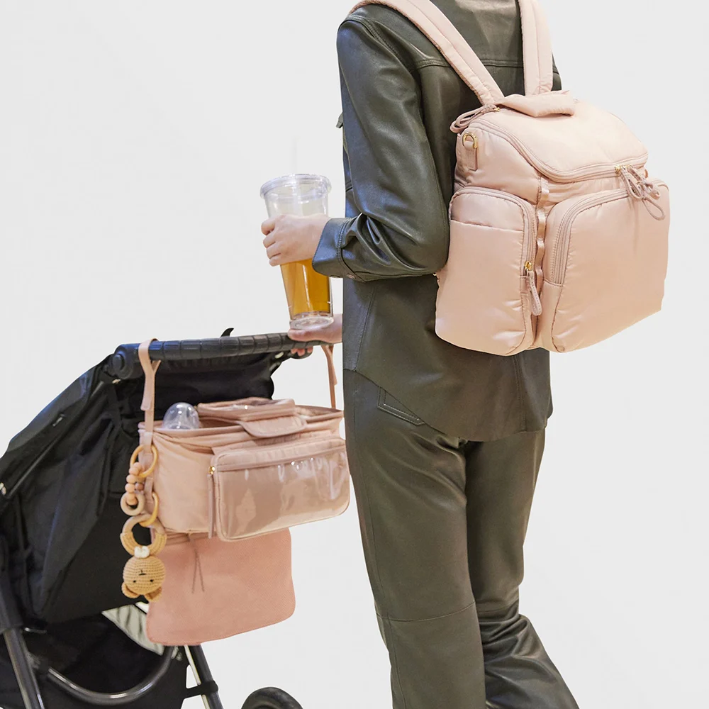 Custom Padded Puffer Baby Stroller Organizer Mommy Puffy Diaper Bag
