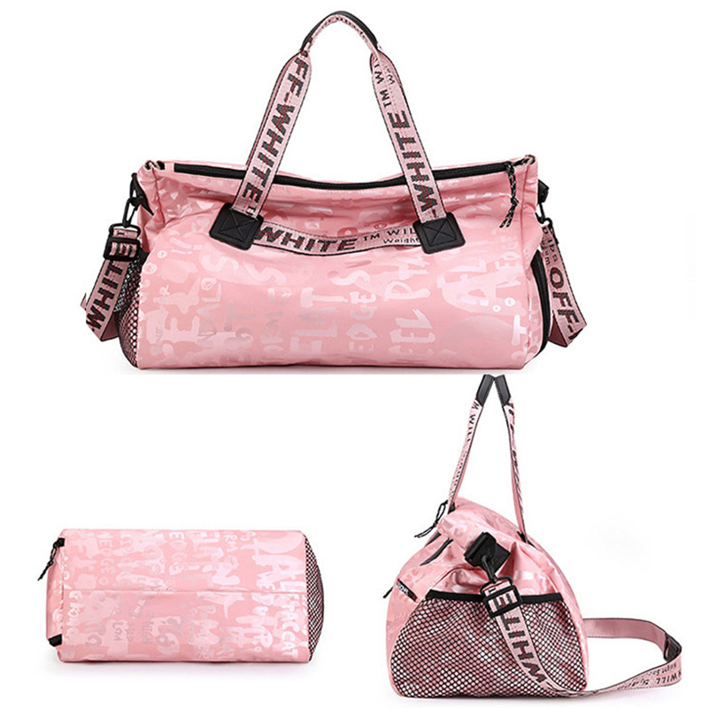 Custom Sport Waterproof Yoga Travelling Gym Pink Duffle Bag For Womens.jpg