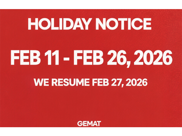 GEMAT Factory Holiday Notice