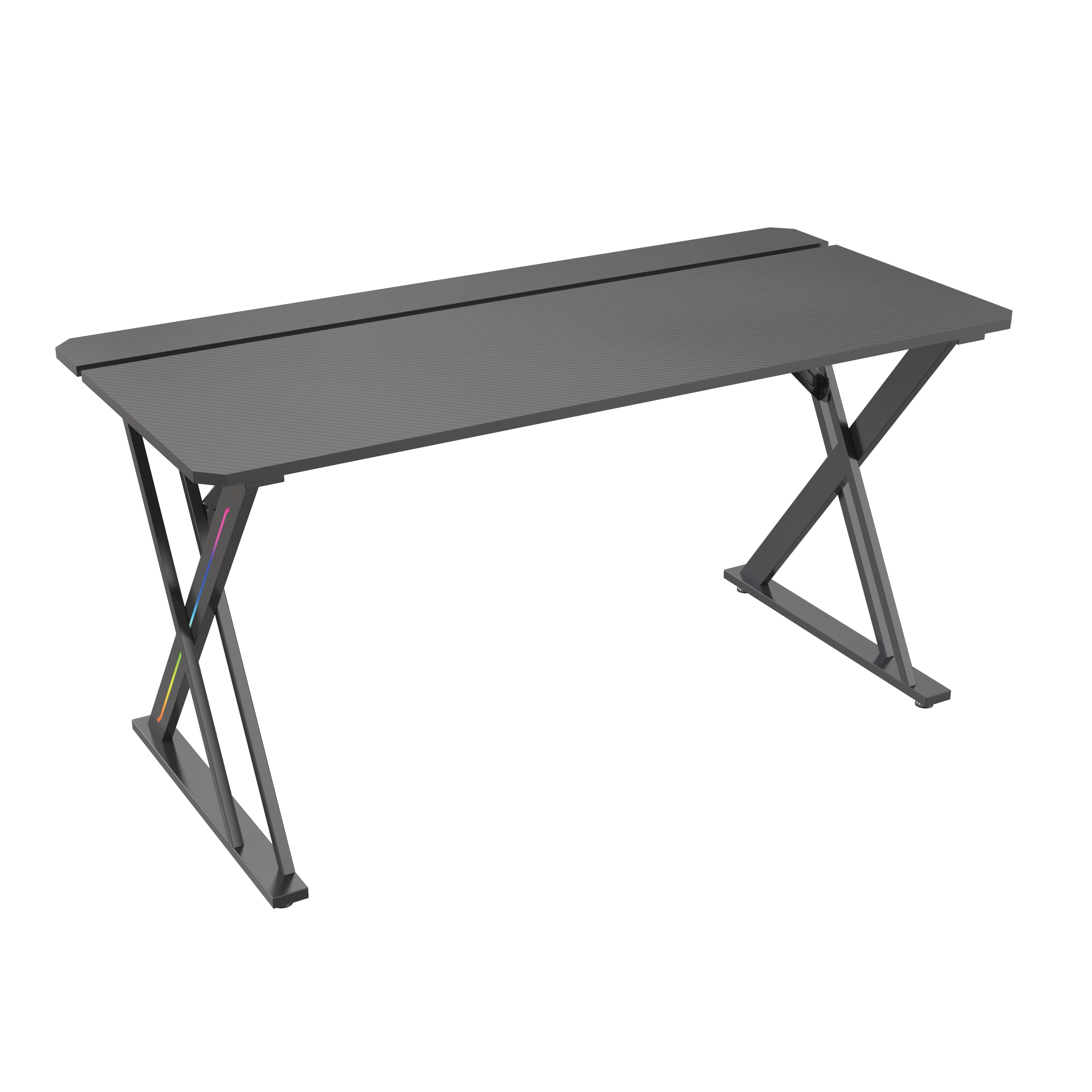 59-Inch Gaming Desk with RGB Lighting & Mouse Pad – V-MOUNTS VM-GT04-Y