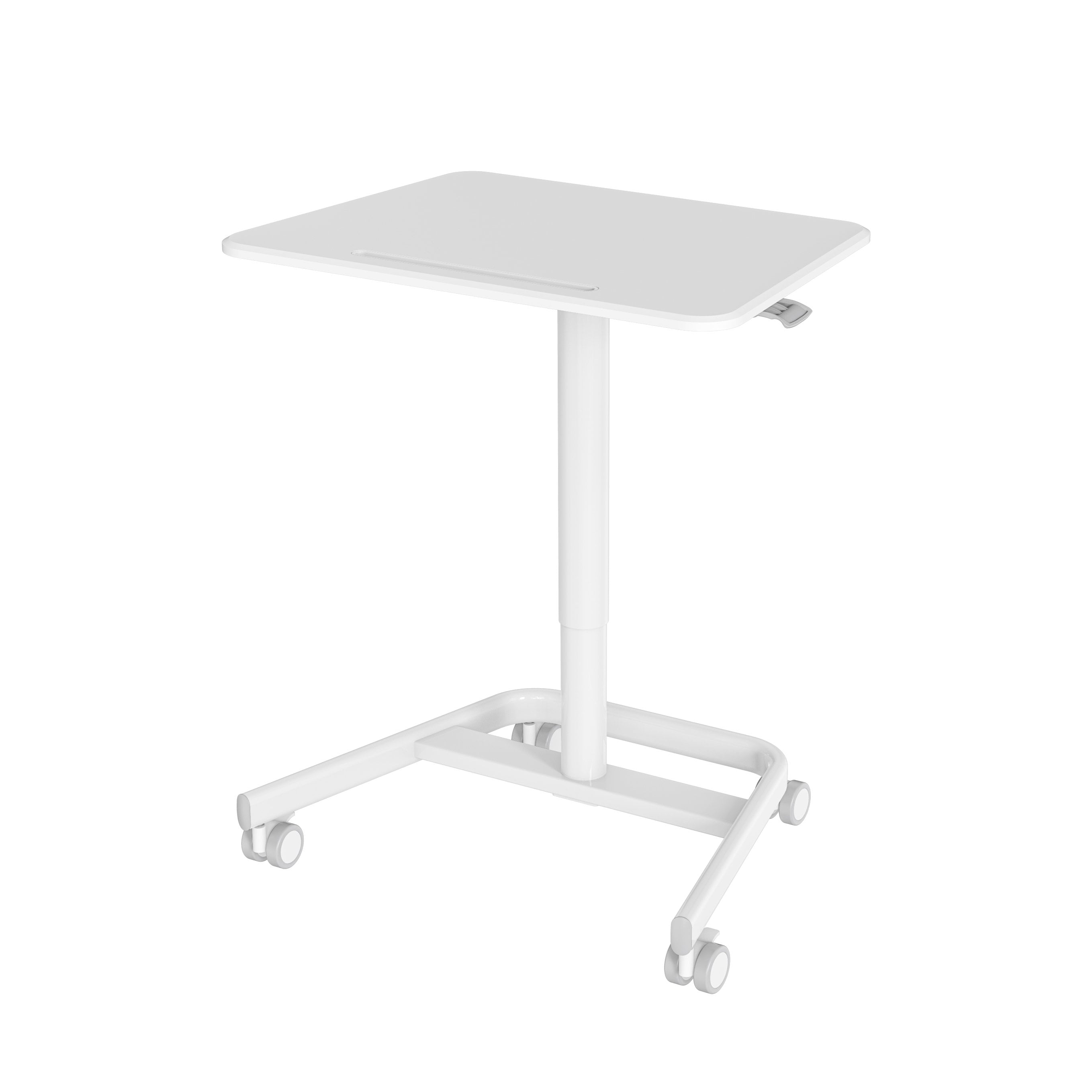 Table mobile pour ordinateur portable réglable en hauteur avec vérin à gaz et roulettes verrouillables V-MOUNTS VM-FDS107B