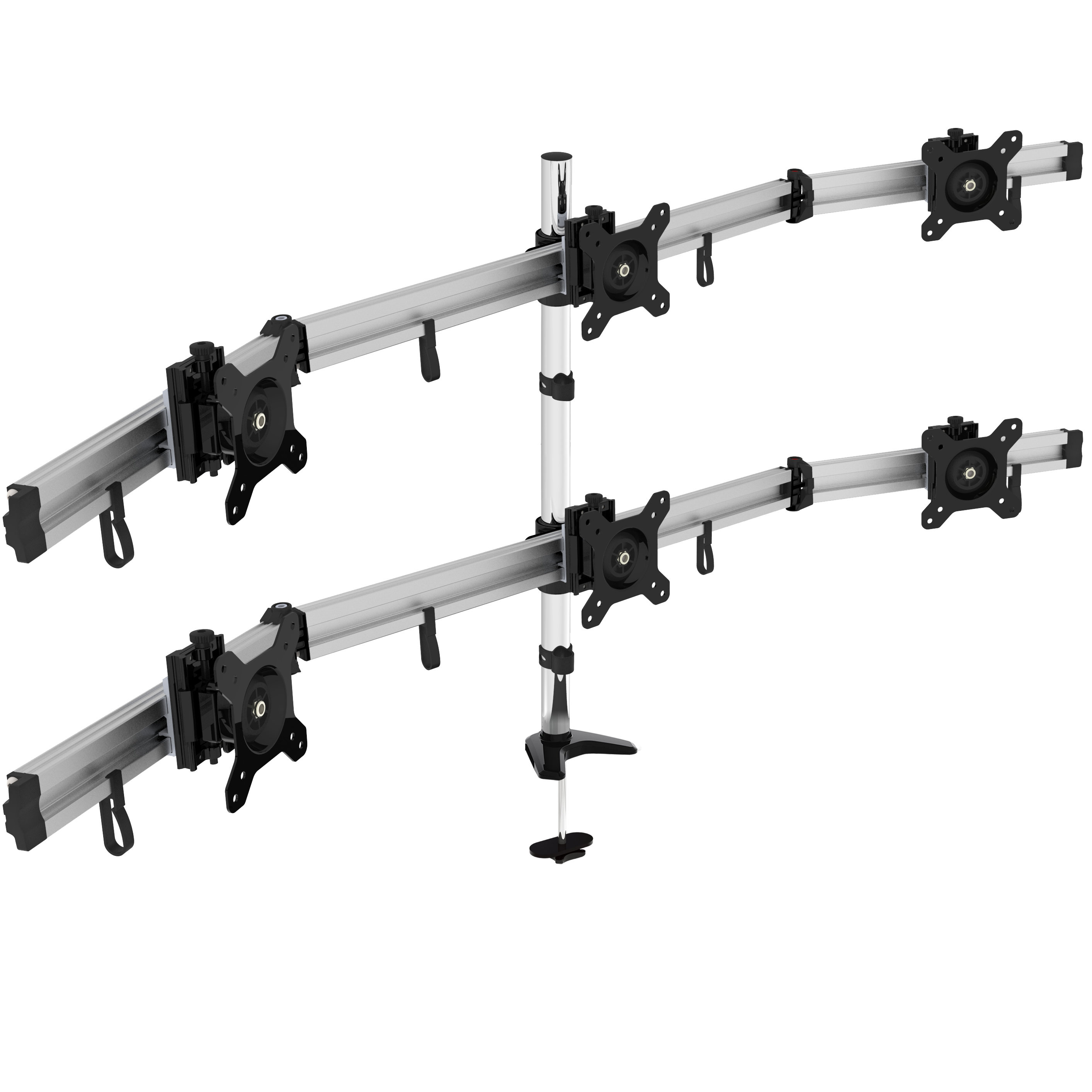 Adjustable 6 Monitor Grommet Mount Stand with VESA – V-MOUNTS VM-MP260GL