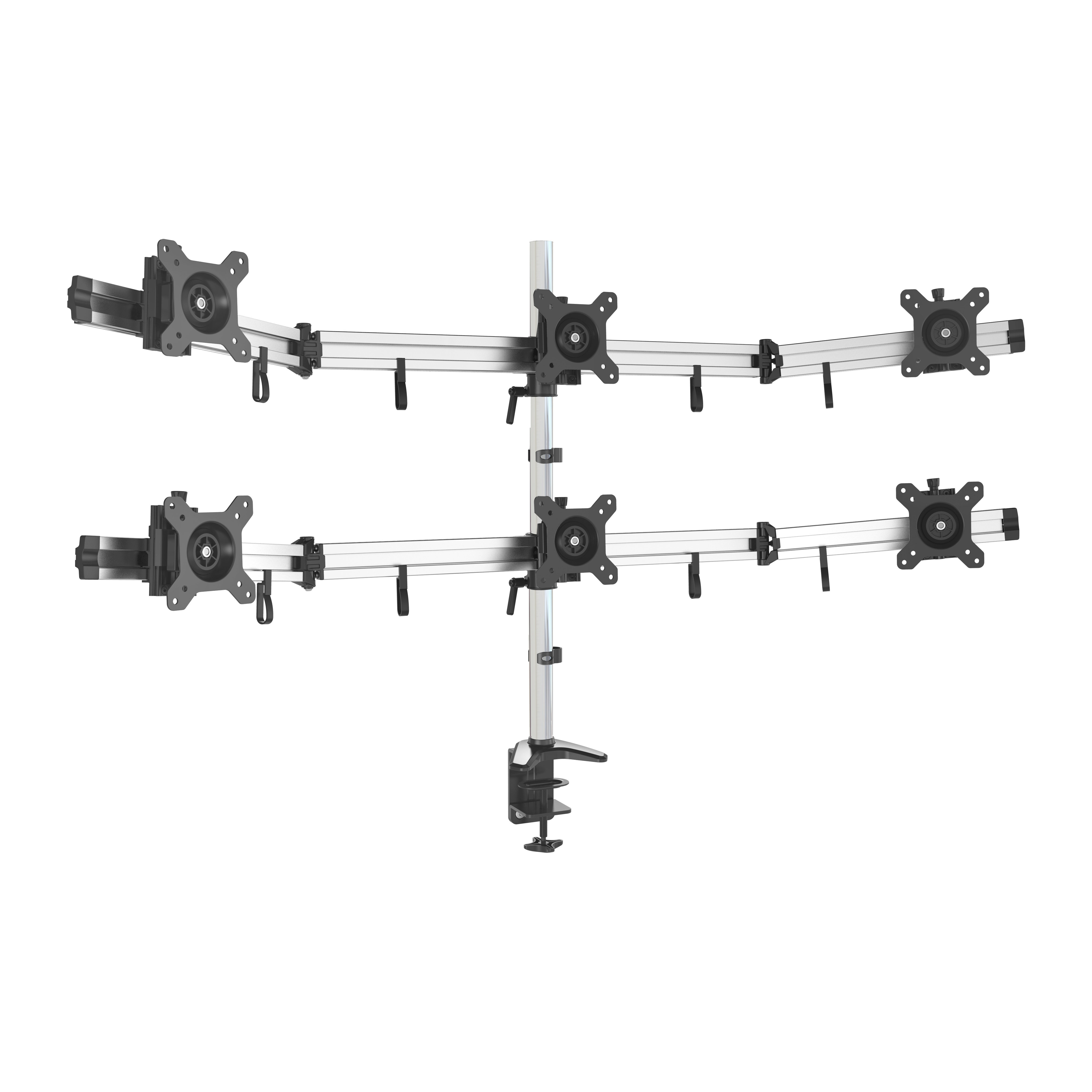 6 Monitor C-Clamp Mount Stand with Adjustable Arms – V-MOUNTS VM-MP260CL