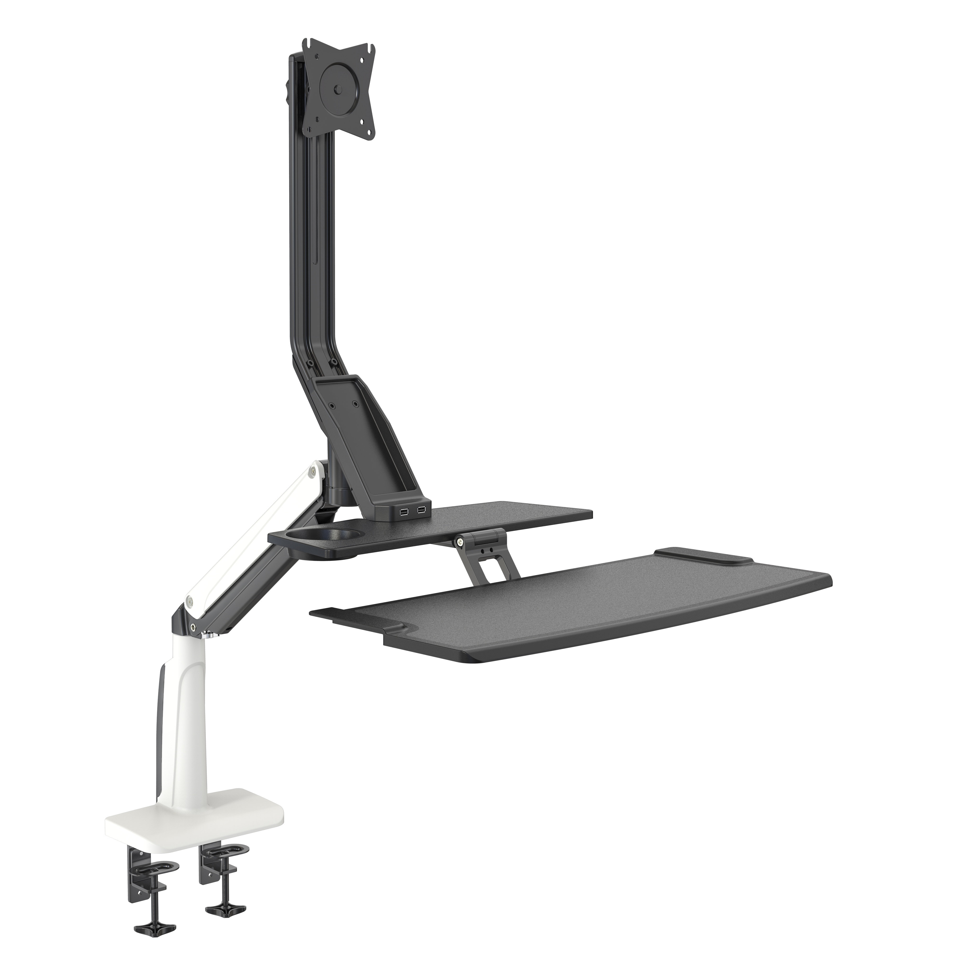 Support pour Écran Réglable en Position Assise/Debout avec Plateau pour Clavier – V-MOUNTS VM-WS21E