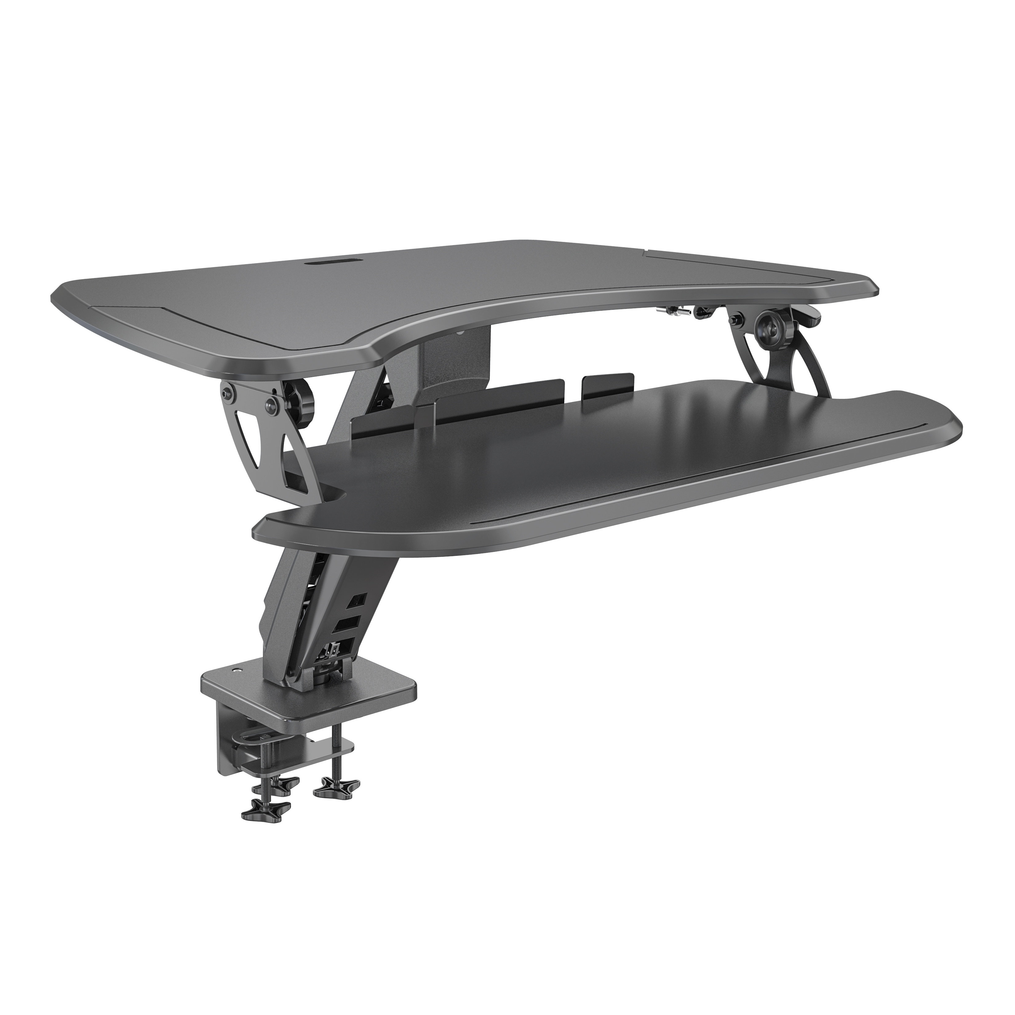 Clamp-Mounted Sit-Stand Desk Converter with Retractable Keyboard Tray | V-MOUNTS VM-SD09