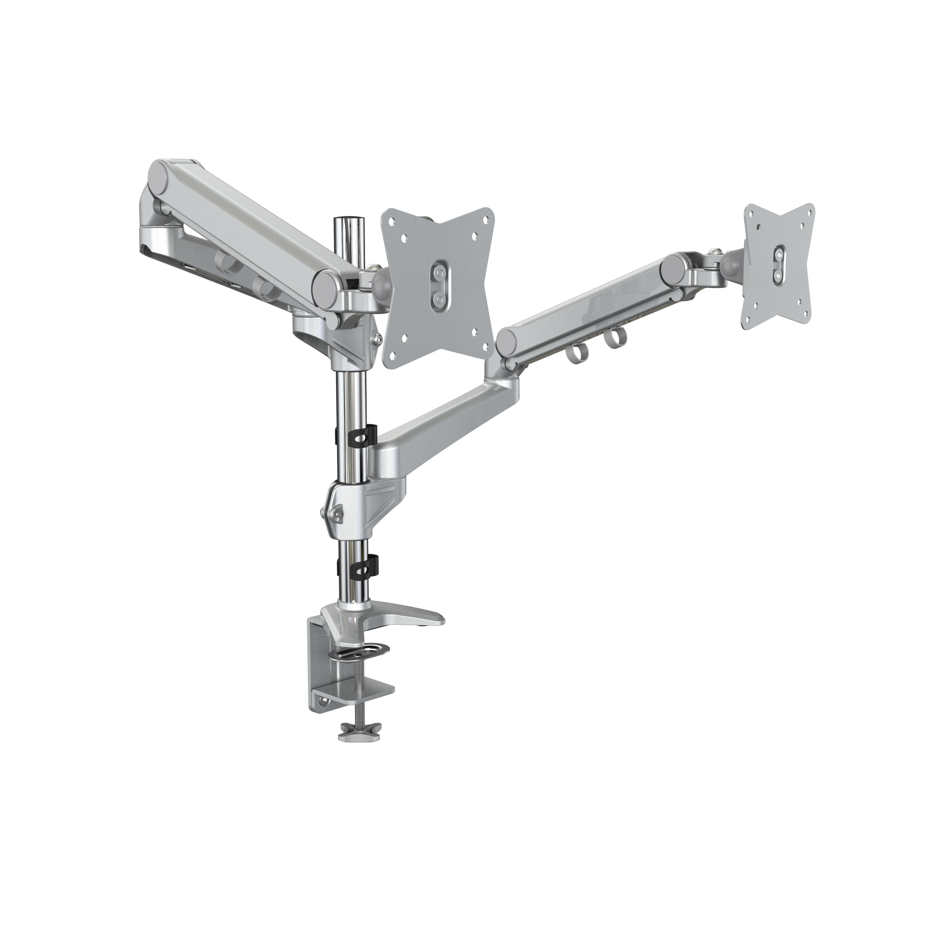 Dual Monitor Desk Mount with Mechanical Spring Arms, Fits 15–32