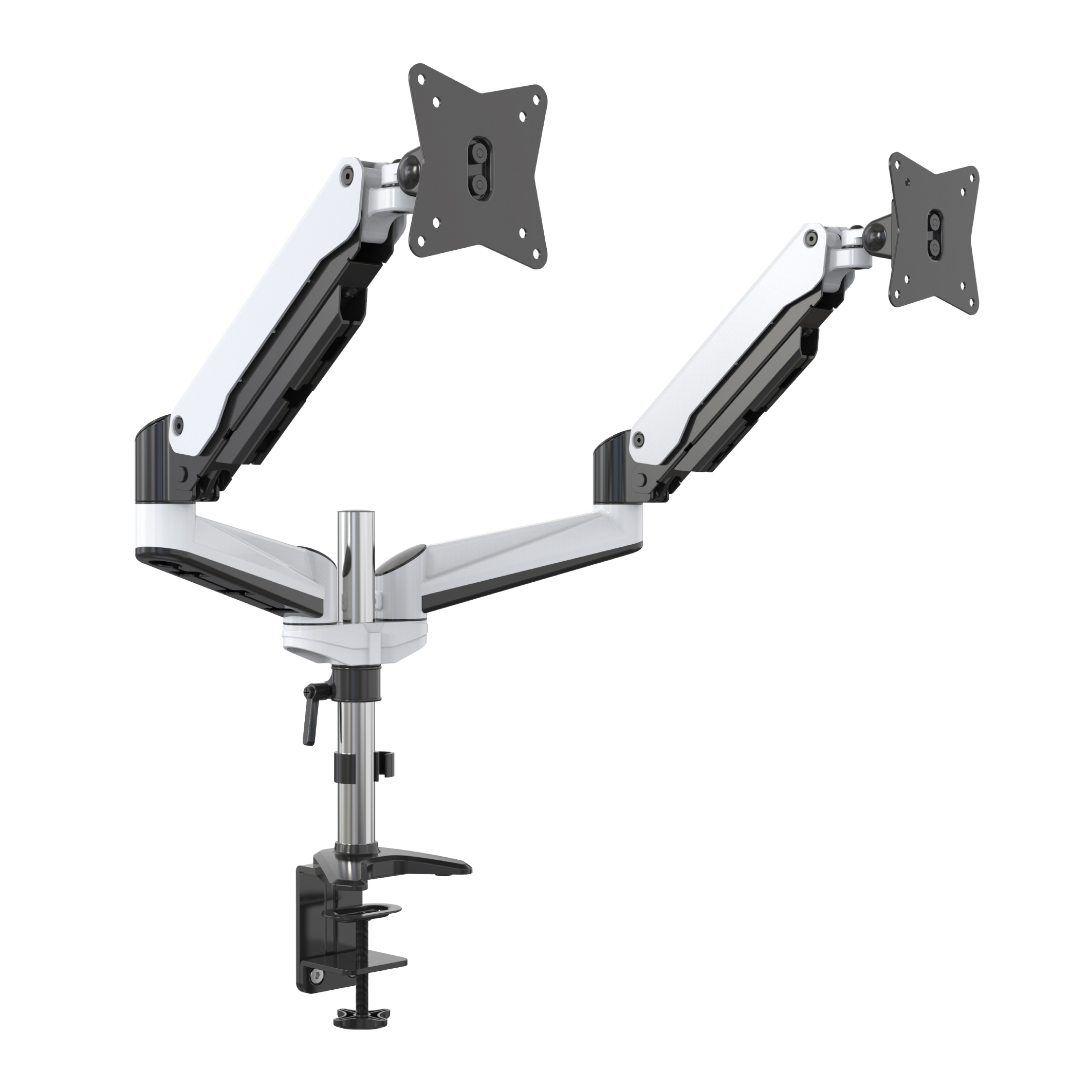 Dudukan Dua Monitor dengan Gas Spring di Meja, Rotasi Penuh, dan Desain Ergonomis – V-MOUNTS VM-GA24