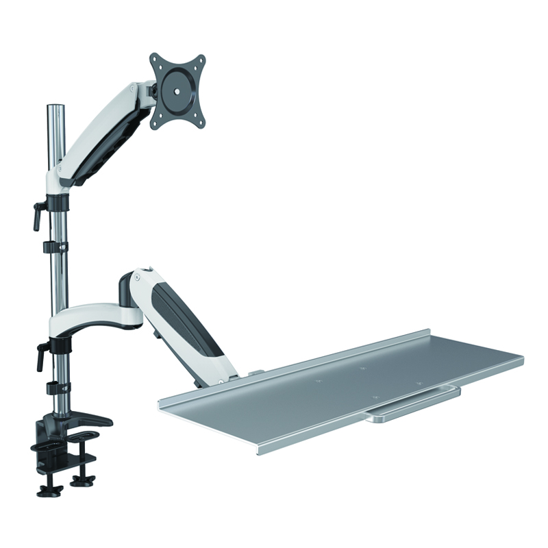 Pied sur table ajustable en hauteur pour écran avec plateau à clavier – V-MOUNTS VM-WS01