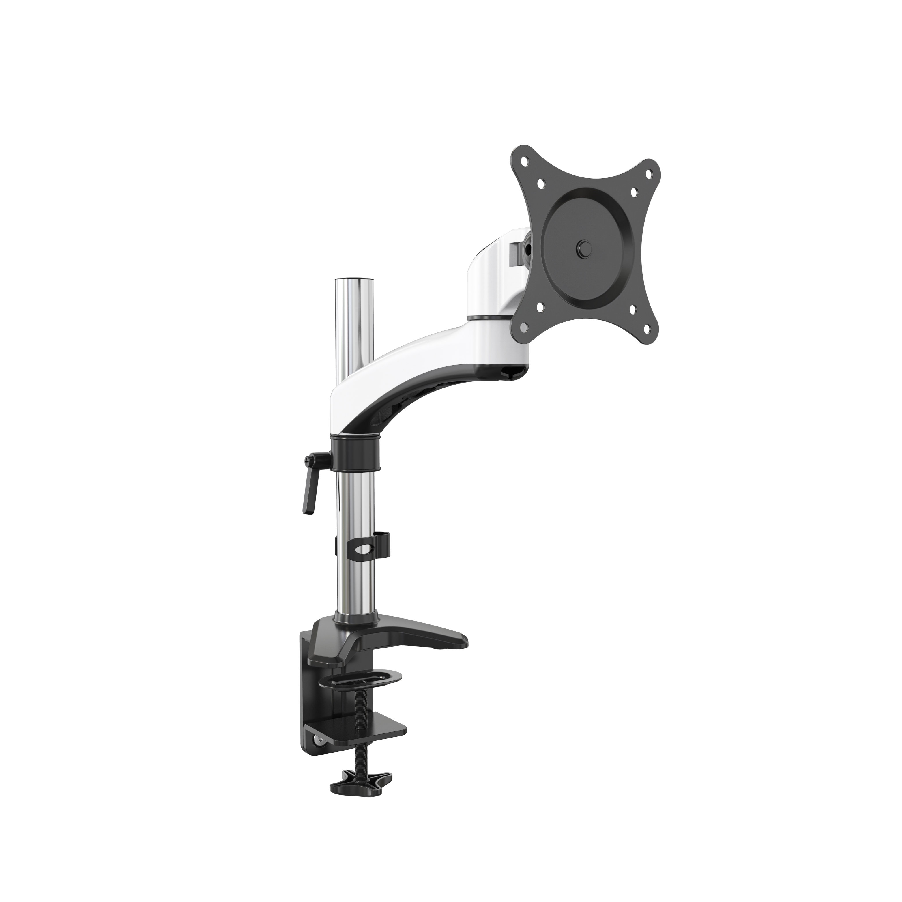 Aluminum Adjustable Single Monitor Mount Arm with Pole Stand and Cable Management, 15–32