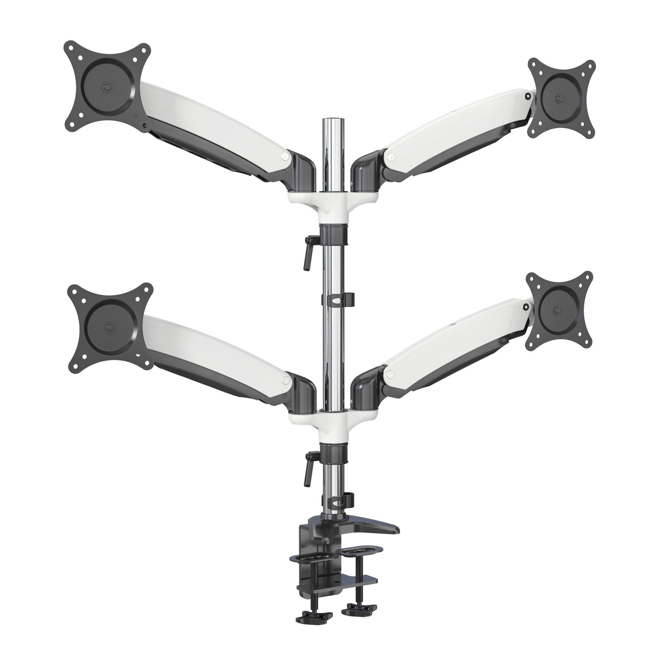 4画面用アルミニウム製メカニカルスプリングモニターアーム（ケーブル管理付き）– V-MOUNTS VM-DS144D