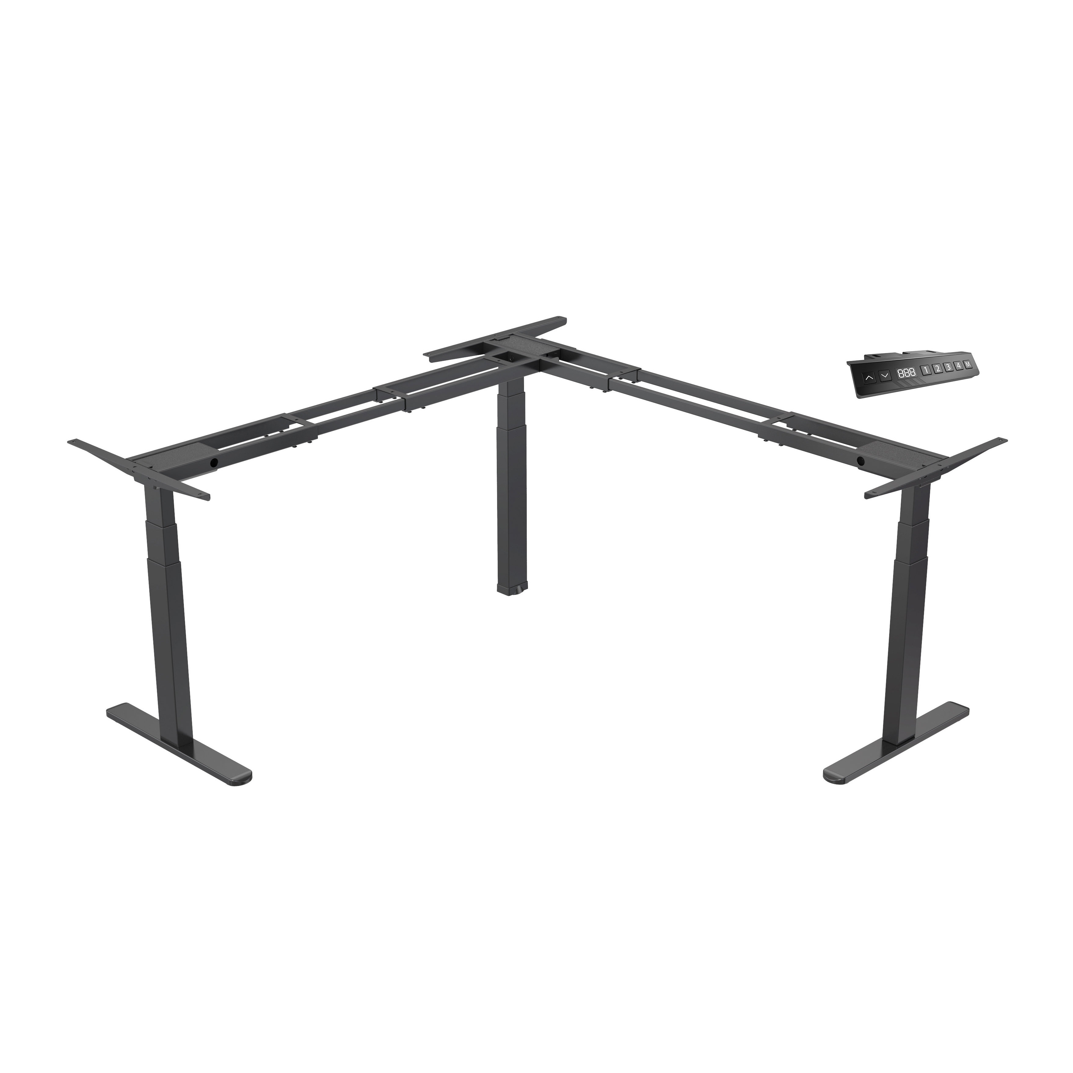 Triple Motor L-Shaped Electric Standing Desk | Height Adjustable Home Office Desk with Memory Controller – V-MOUNTS JSD3-02-L-Z