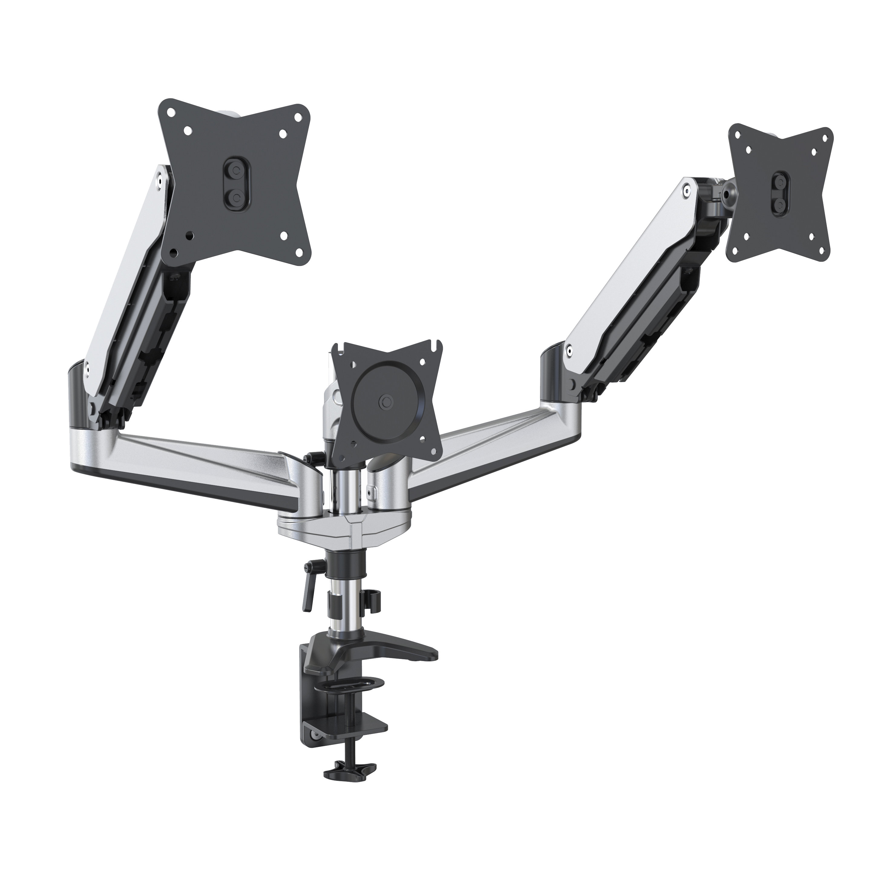 Mount Meja Gas Spring Tiga Monitor dengan Fitur Hover Gratis & Manajemen Kabel – V-MOUNTS VM-GA34