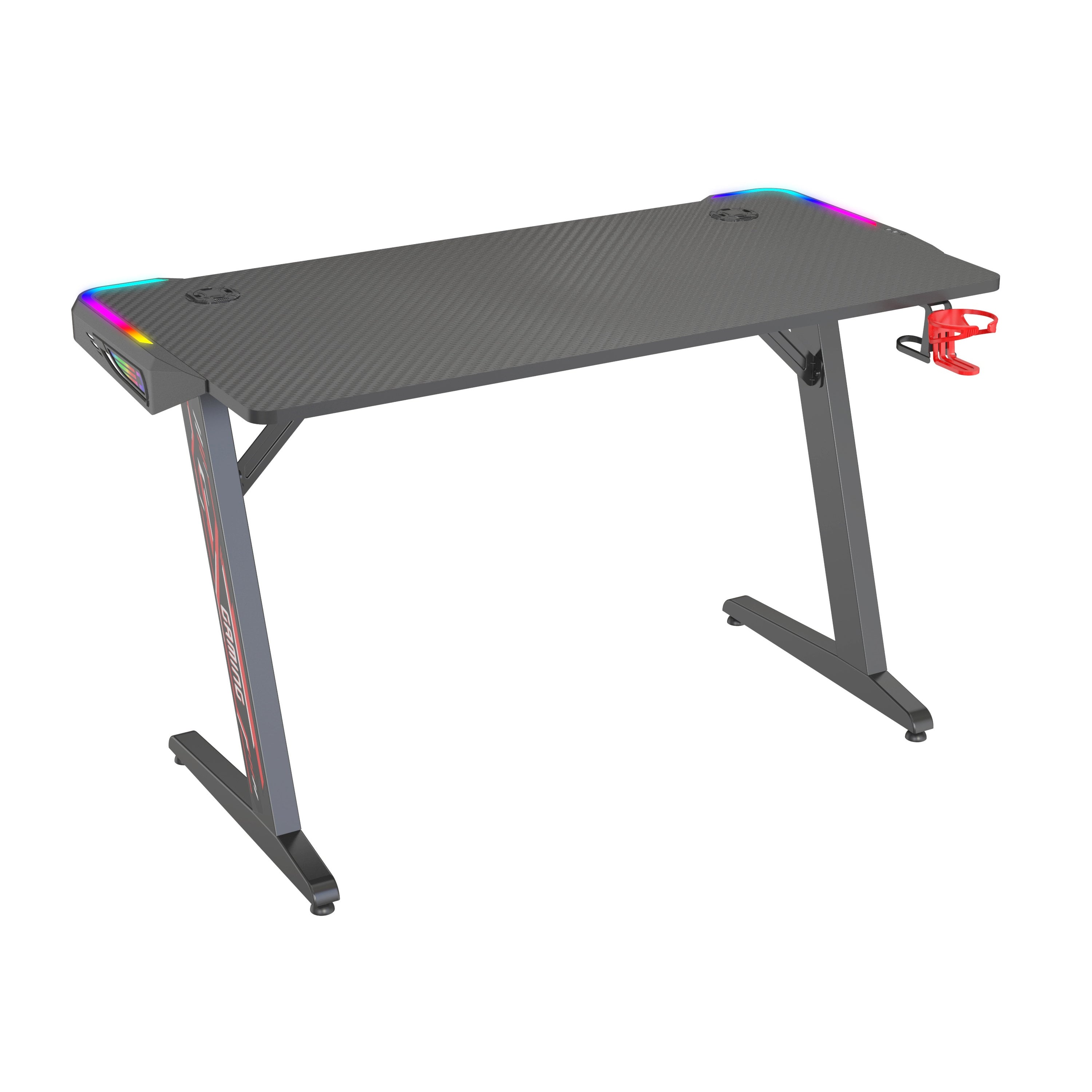Bureau de jeu RGB avec lumières de marquise bilatérales et pieds en forme de Z – V-MOUNTS VM-GT01-P