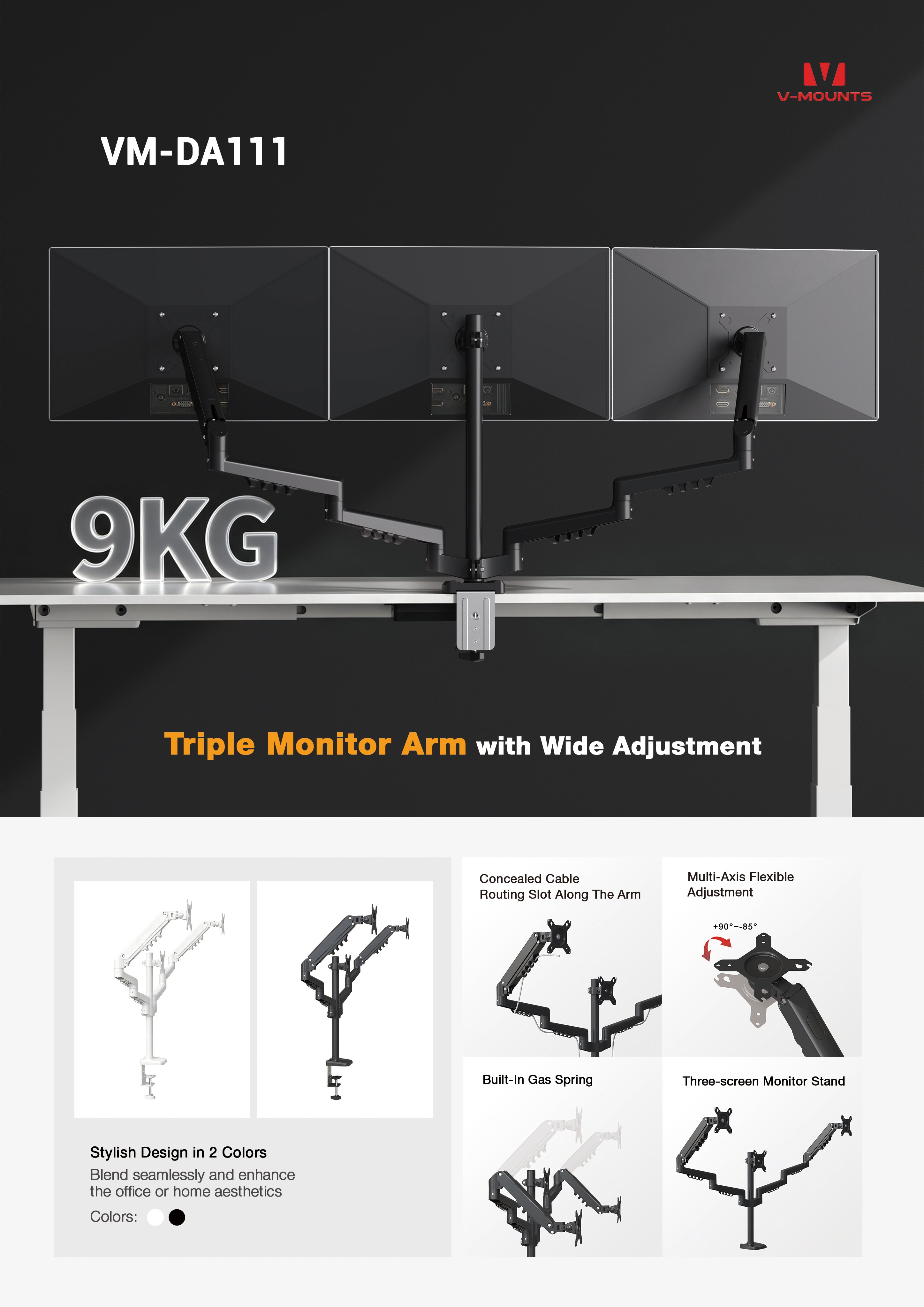 V-MOUNTS Gas Spring Monitor Arms DA111