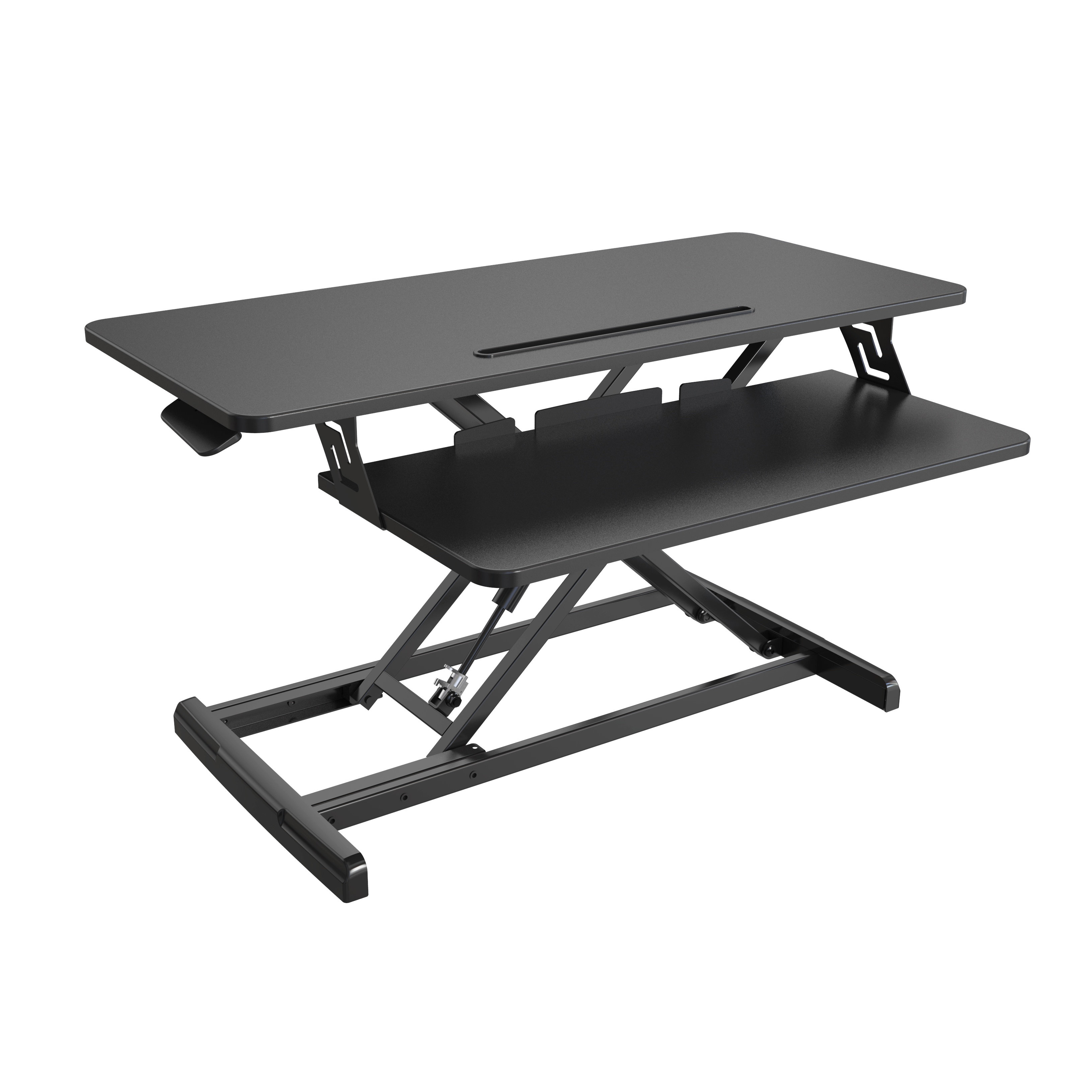 Single Handle Sit-Stand Desk Converter with Keyboard Tray | V-MOUNTS VM-GSD68H