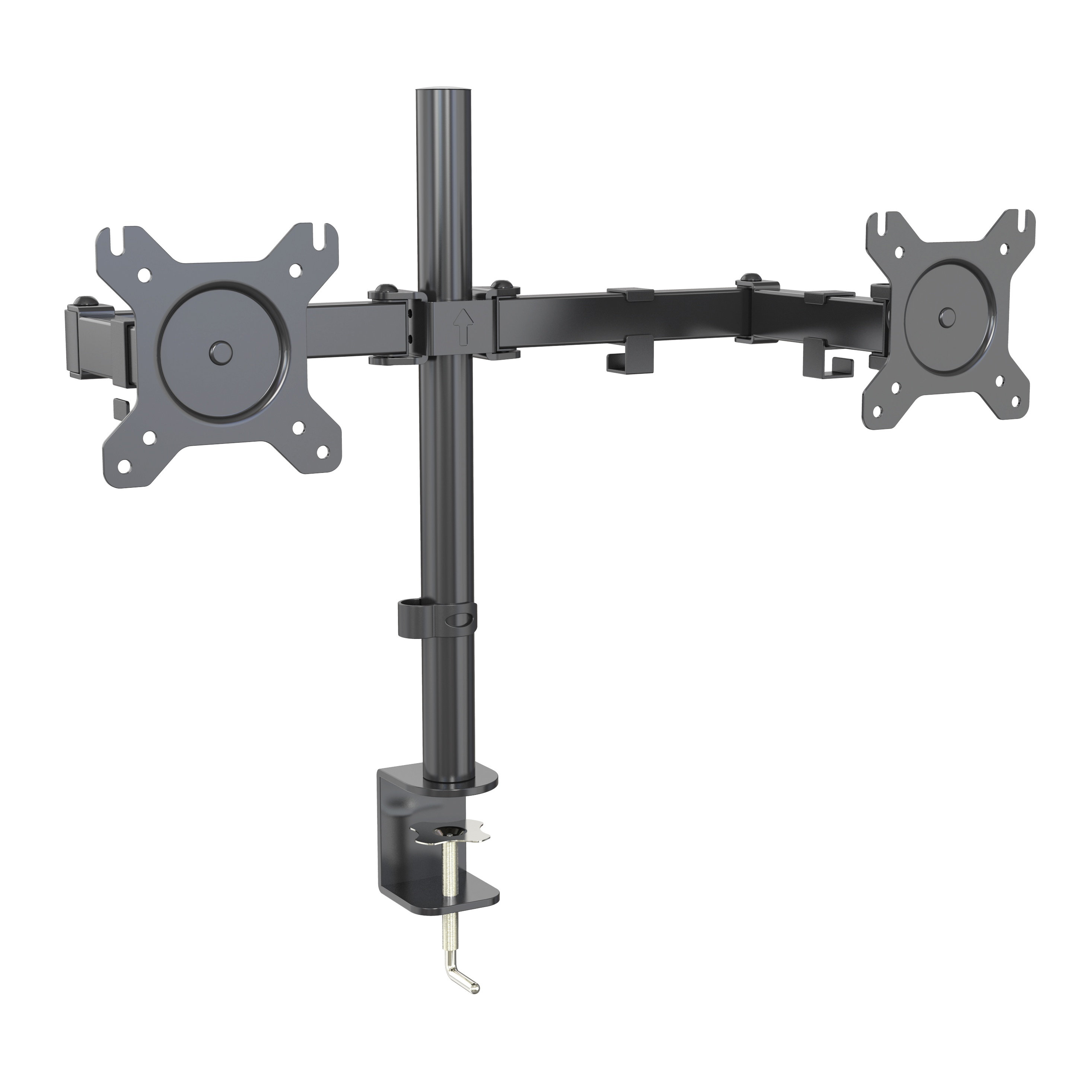 Piedistallo per doppio monitor con montaggio a morsetto e passacavo | Bracci articolati completamente regolabili V-MOUNTS VM-D34
