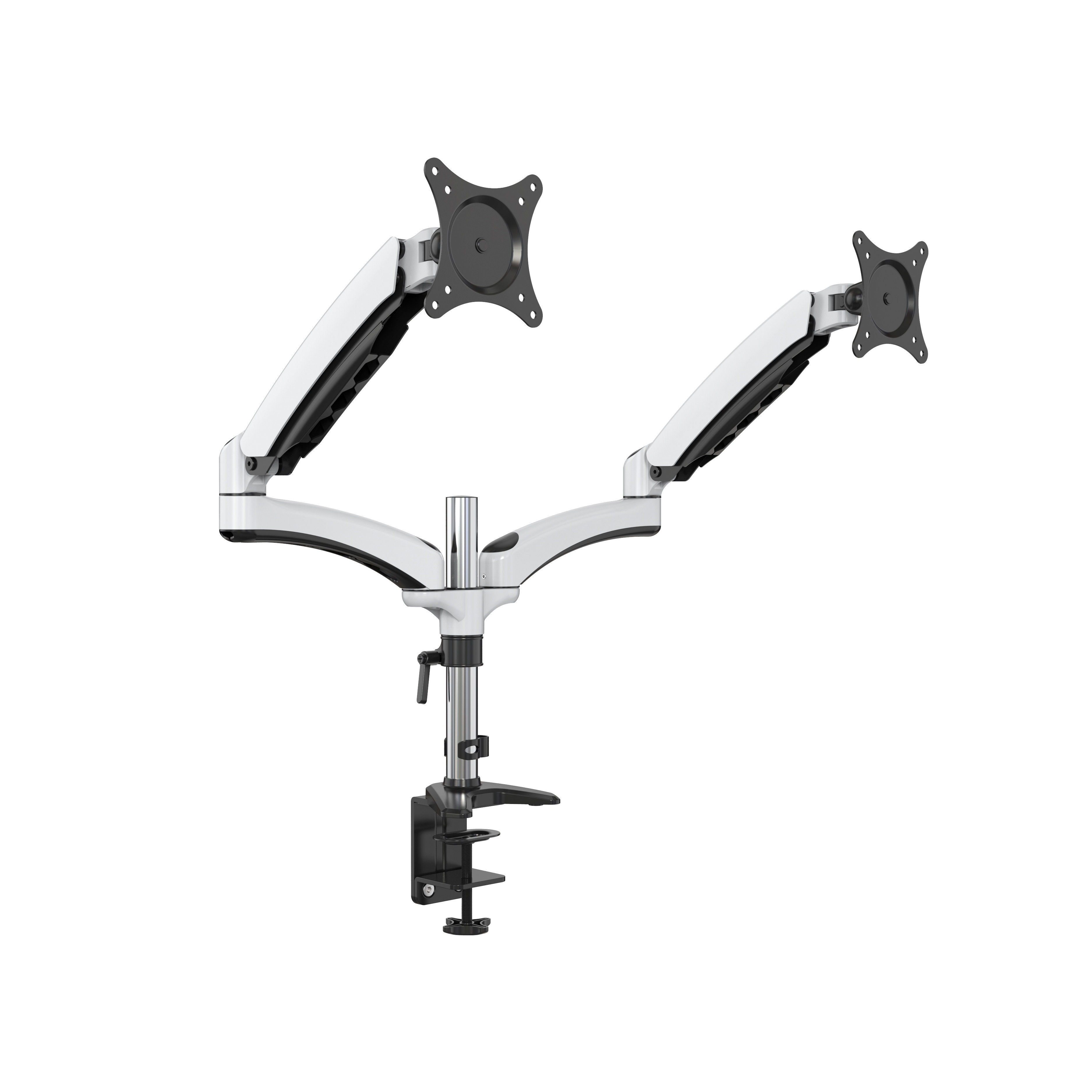外部ケーブル管理機能付き機械式スプリングデュアルモニターアーム - V-MOUNTS VM-DS124D-E