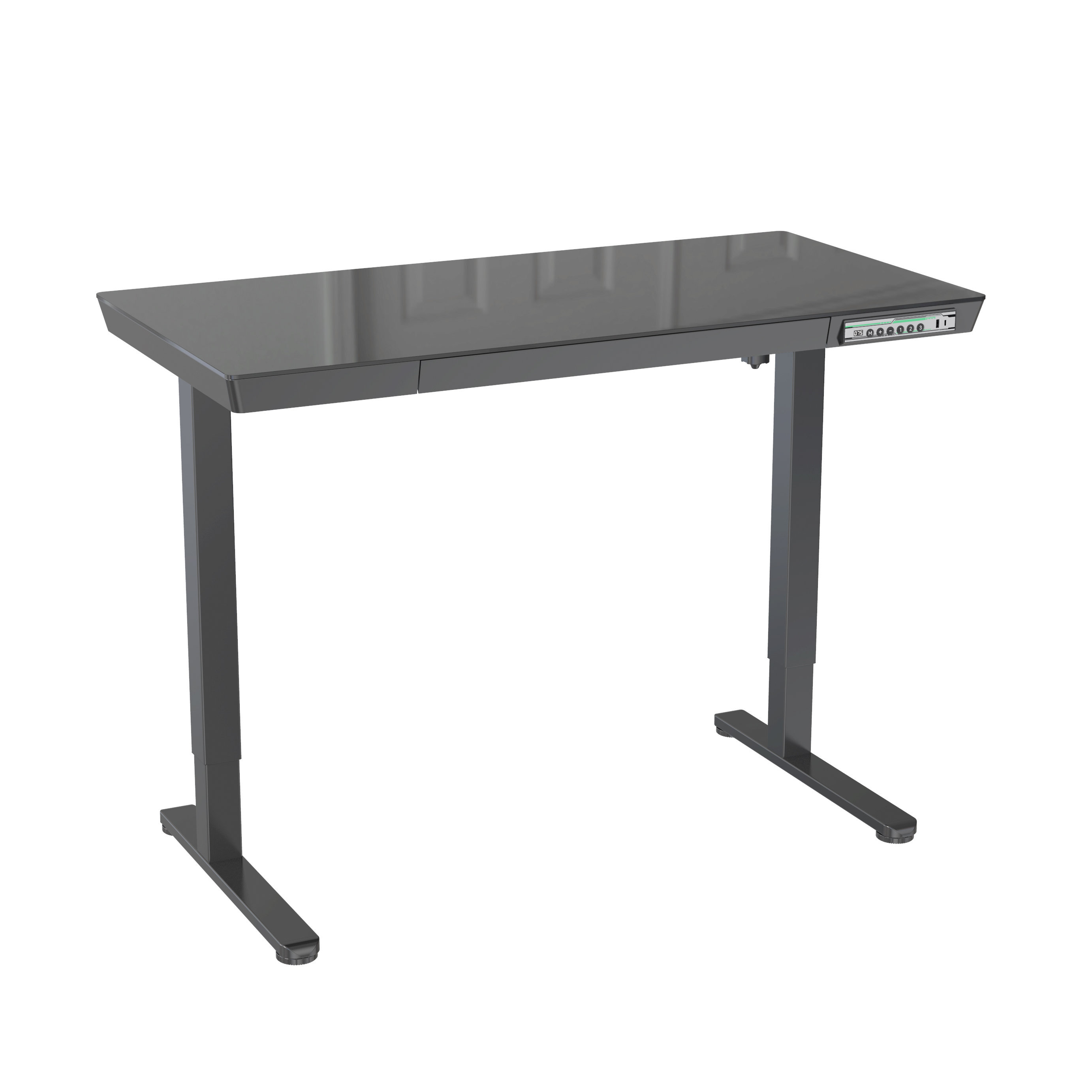 Tempered Glass Electric Standing Desk with Drawers & USB Charging | Height Adjustable Office Desk – V-MOUNTS JSD5-01-G4