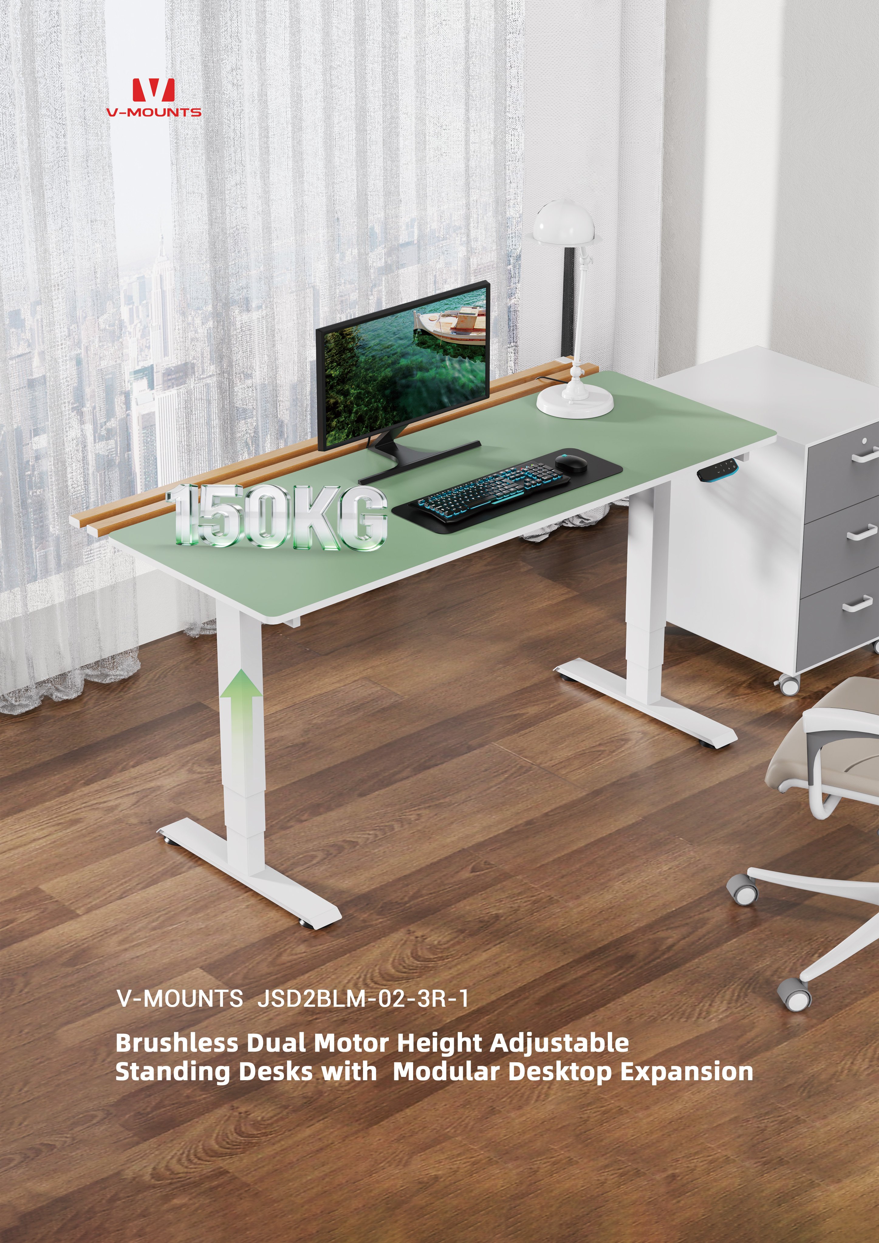 V-MOUNTS Electric Sit to Stand Desks JSD2BLM-02-3R-01
