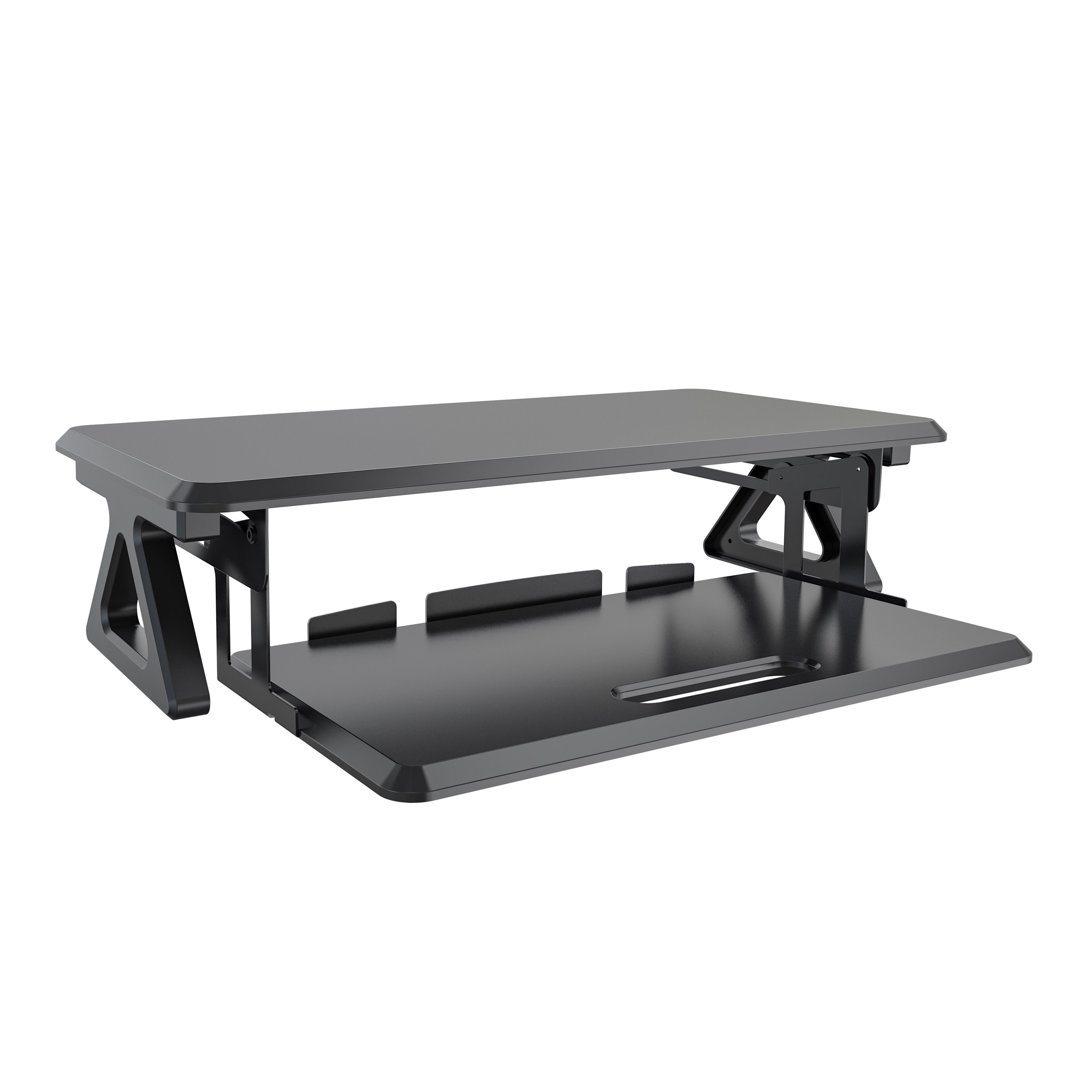 Ergonomic Monitor Stand with Keyboard Tray, Black Desktop Riser – V-MOUNTS VM-MR05D